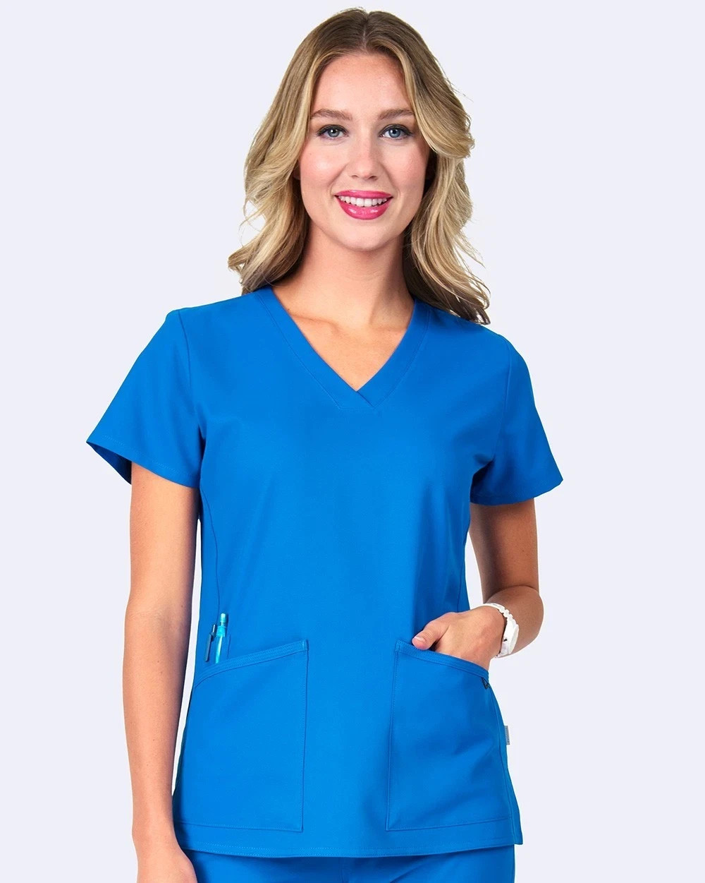 Zavate Studio Focus V-Neck Women’s Scrub Top Royal Blue, Style 1165