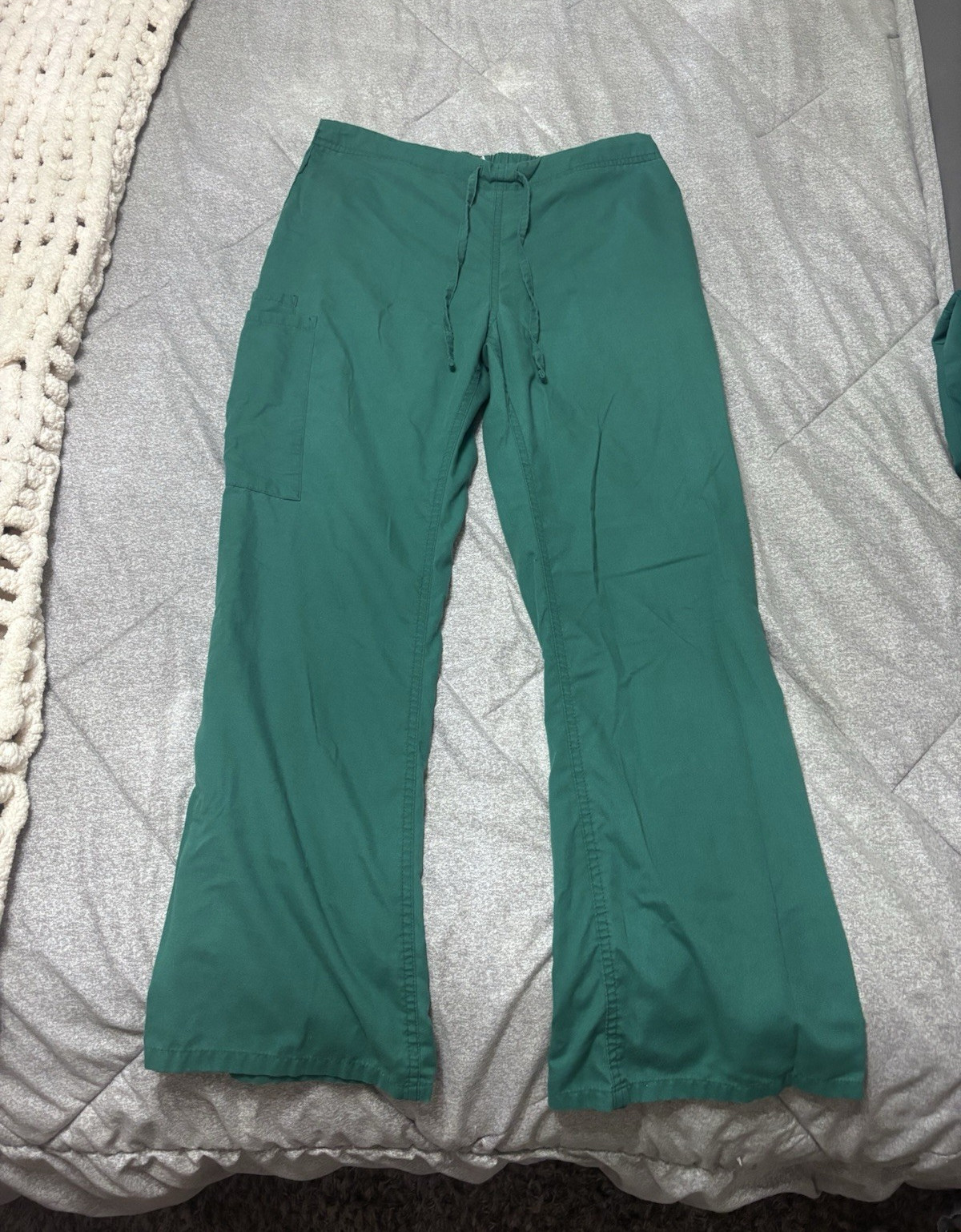 Butter Soft Green Solid Medical Scrub Pants Unisex Drawstring Waist
