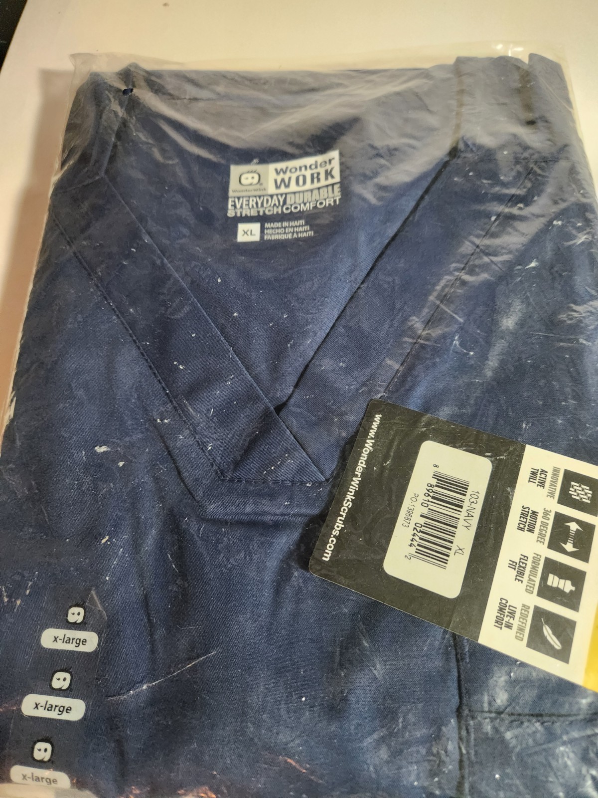 WonderWink Women’s V-Neck Scrub Top XL Navy Solid Poly/Rayon/Spandex 5044