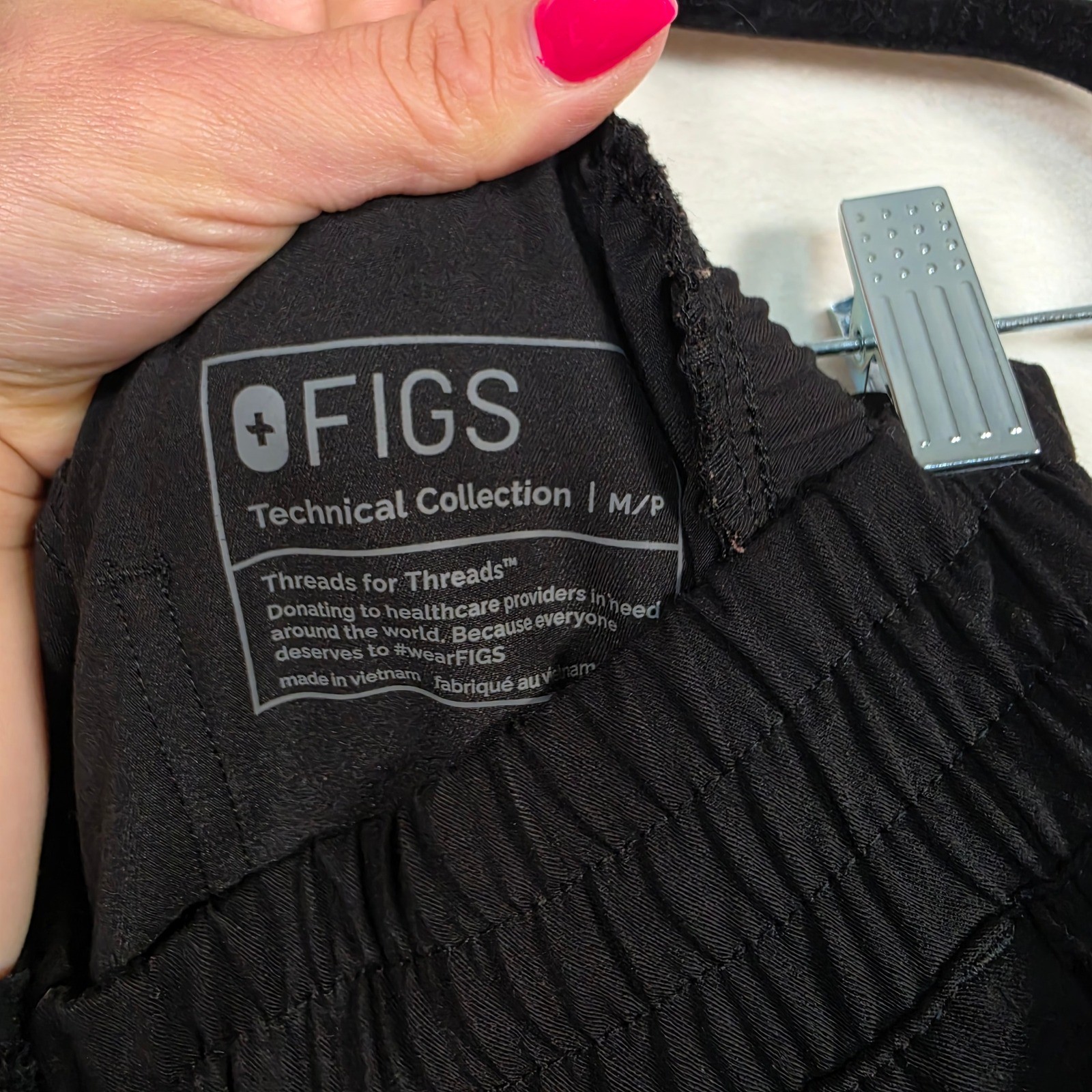 Figs Technical Collection Jogger Scrub Pants Womens M/P Black Healthcare Uniform