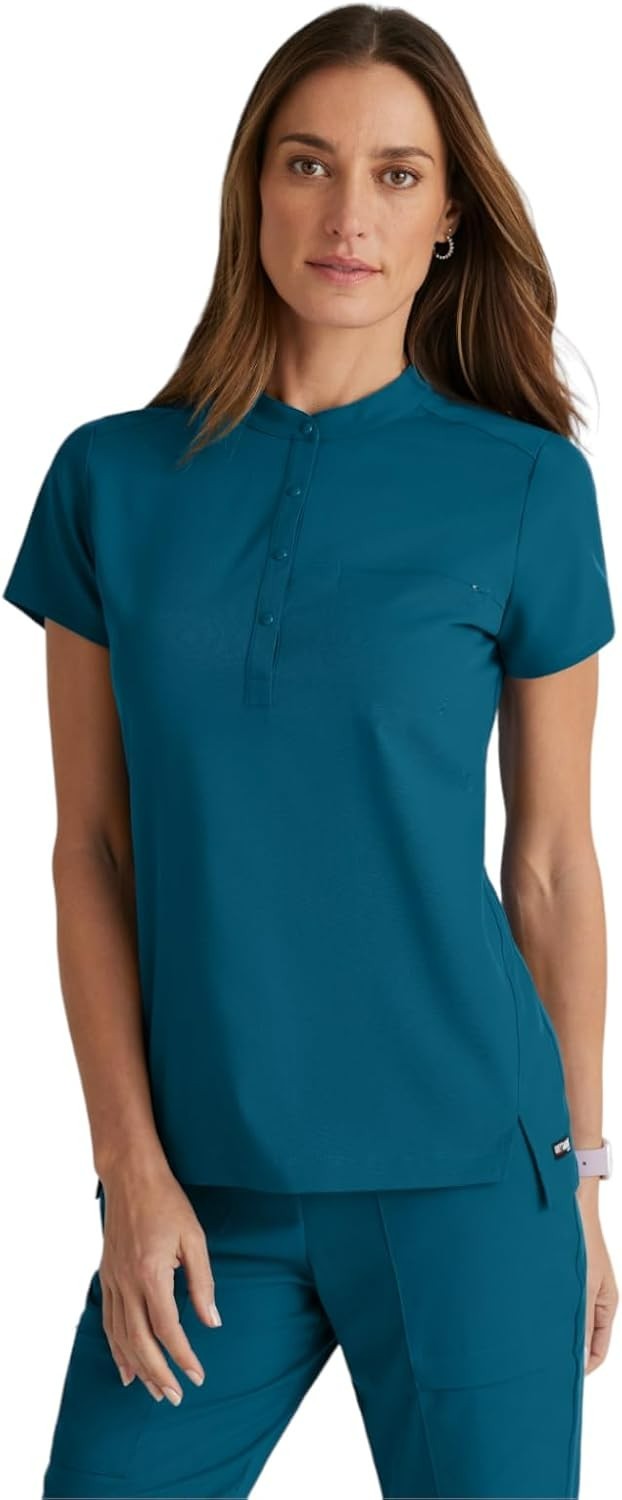BARCO Grey’s Anatomy Women’s Scrub Tops SMALL Bahama Snap Collar Short Sleeve