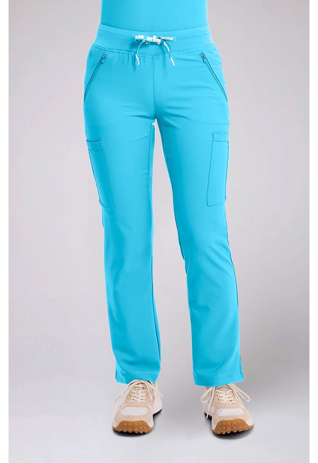 Med Couture Scrubs Women’s Zipper Petite Pants MC2702P TRQN Turquoise Free Ship