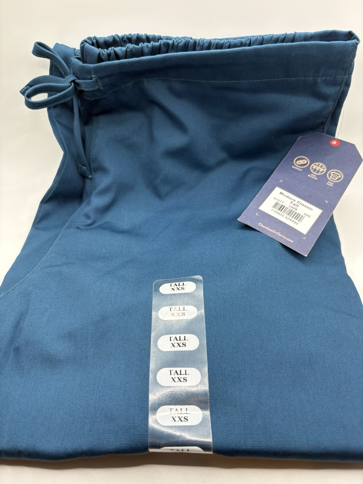 Cherokee Workwear Scrub Pants XXS Tall Caribbean Blue NWT Flare Leg Drawstring