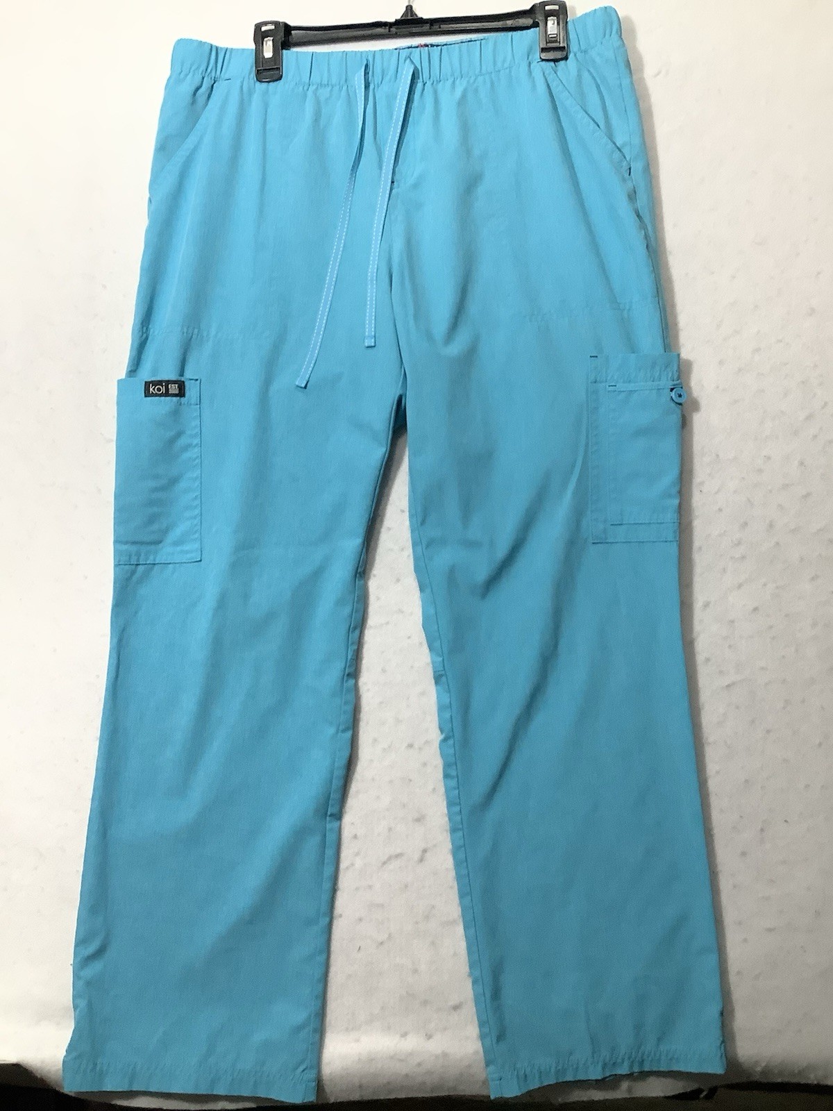 Koi Basic Scrub Pants Cargo Size Large Regular Teal Blue Womens Medical