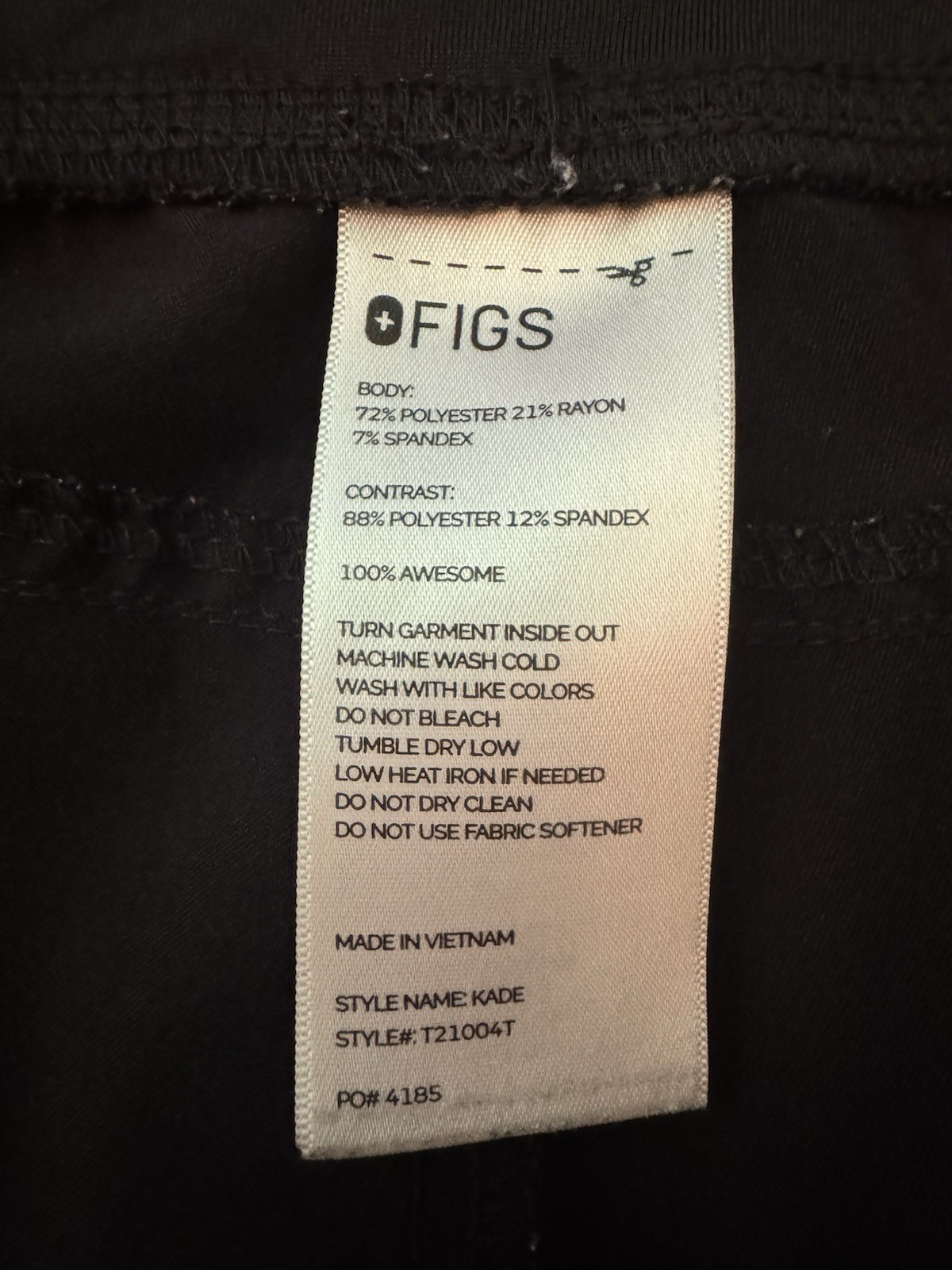 Women’s FIGS Kade Cargo Scrubs Pants Bottoms Size XL/Tall Black XLT