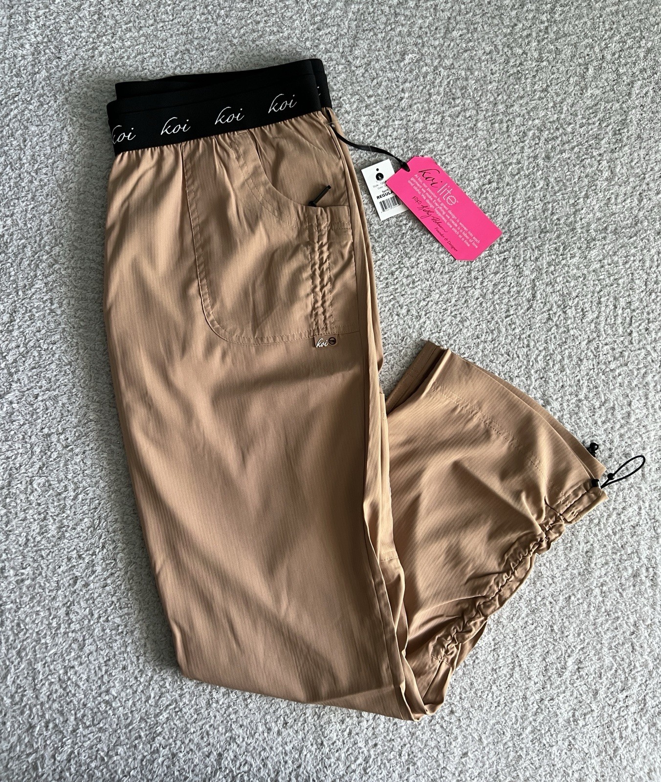 Koi Lite Scrub Pants Women’s Sz Large Regular Latte Spirit Slim Stretch Nursing