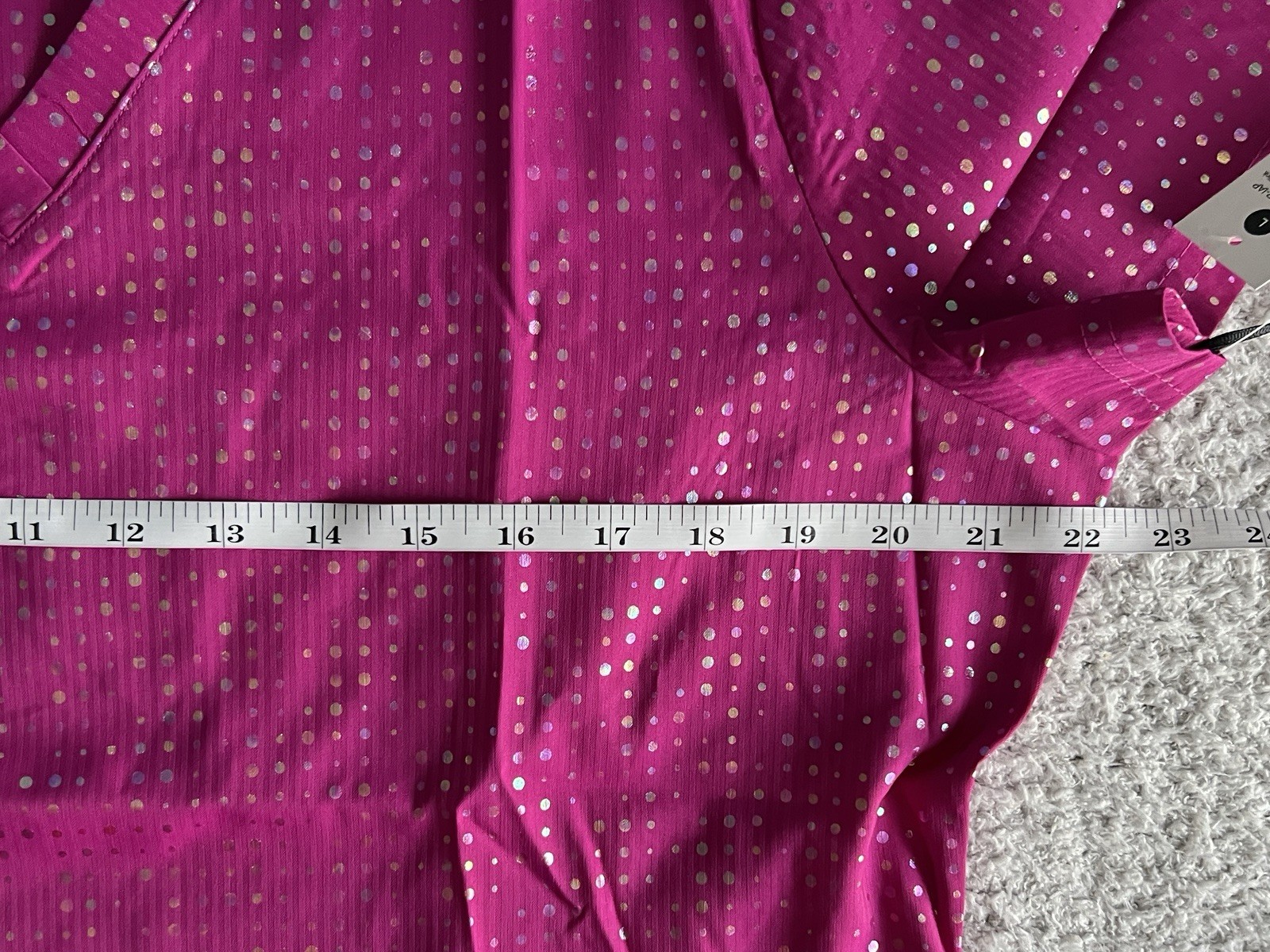 Koi Lite Scrub Top Women’s Large Iridescent Azalea Pink Sparkle Nursing Medical