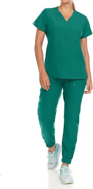 Hey Scrub Top And Pant Sets Womens Size XL Hunter Stretch With Pockets 2 Pc. NEW