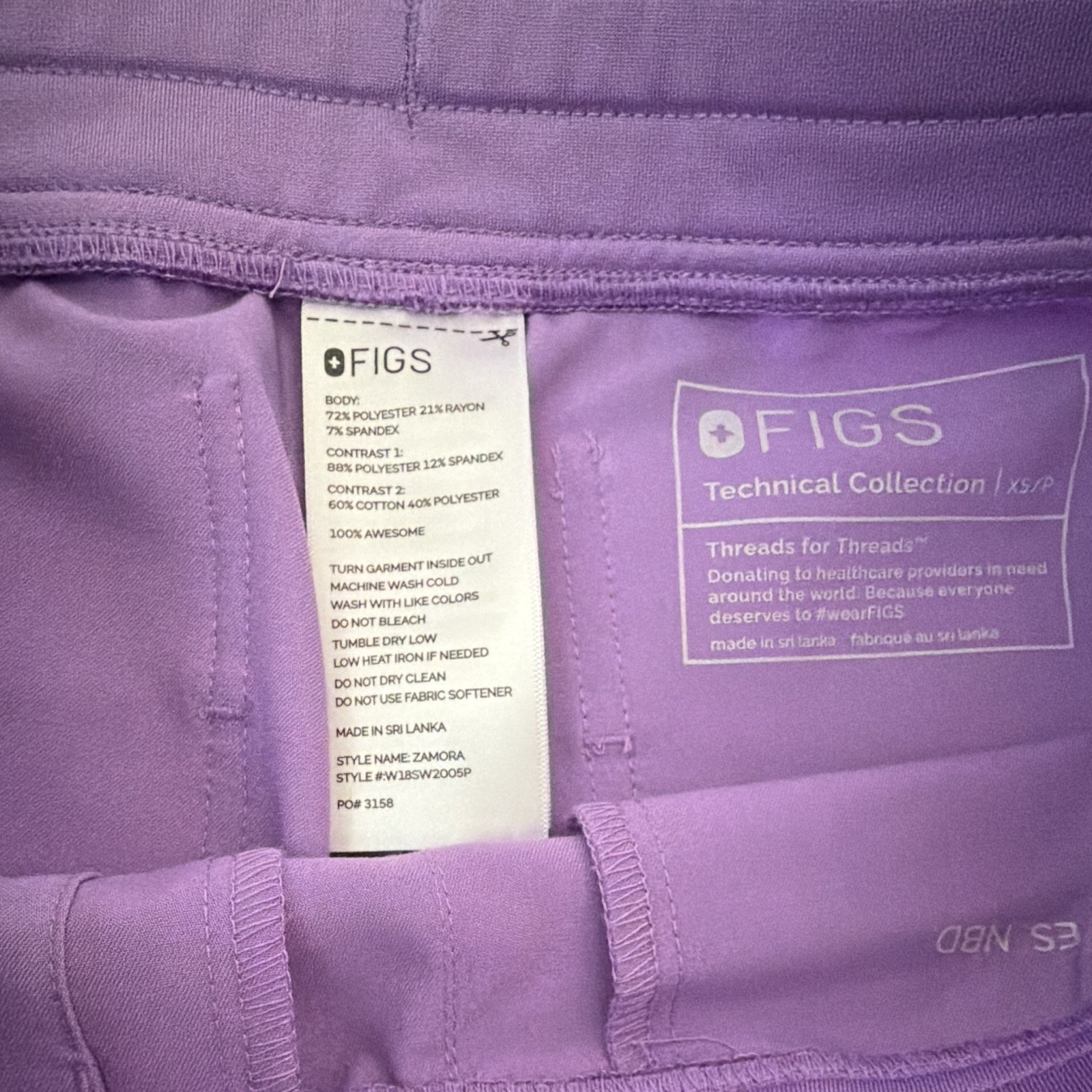 FIGS Women’s light Purple Scrub Pants Size XS Solid Drawstring Twill Polyester