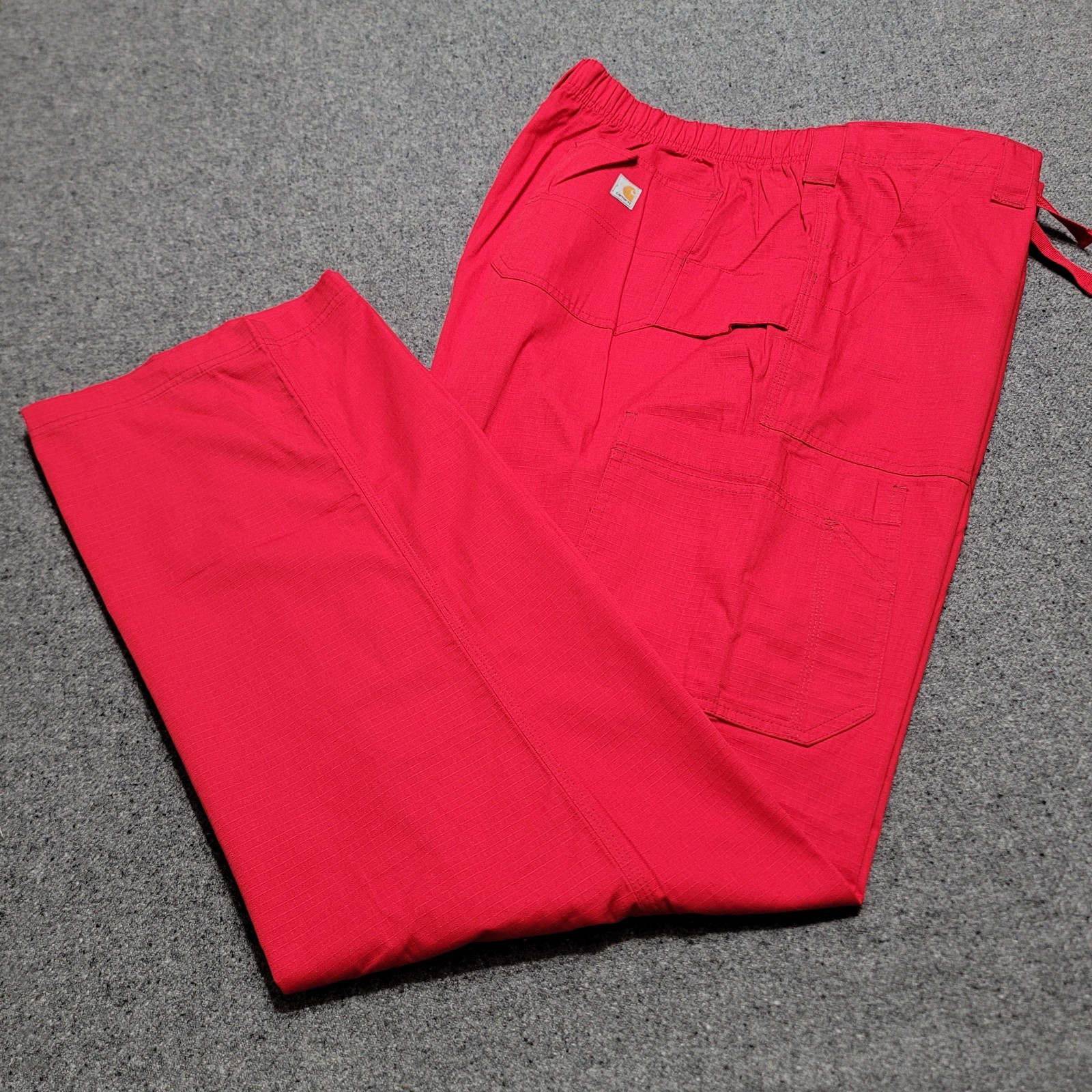 Carhartt Pants Mens 2XL XXL Tall Red Ripstop Boot Cut 8 Pocket Cargo 34″ Inseam
