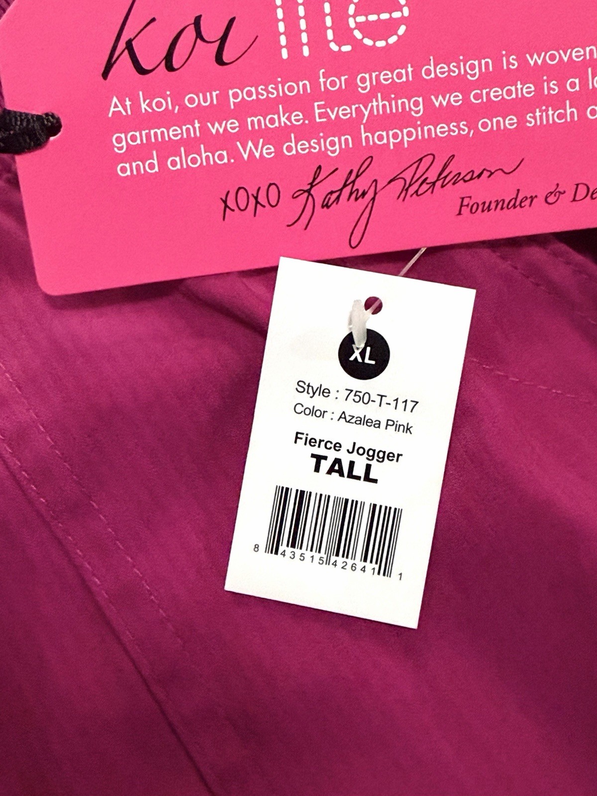 KOI Lite Stretch 750 Women’s Fierce Jogger Scrub Azalea Pink Size XL-Tall