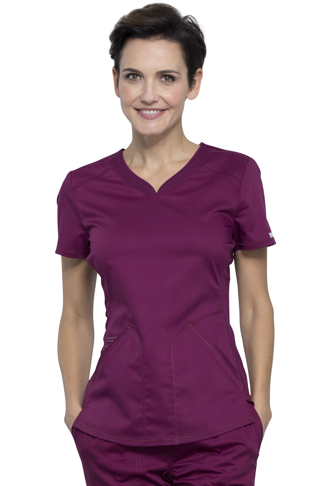 Scrubs Cherokee Workwear Revolution V Neck Top WW601 WIN Wine Free Shipping