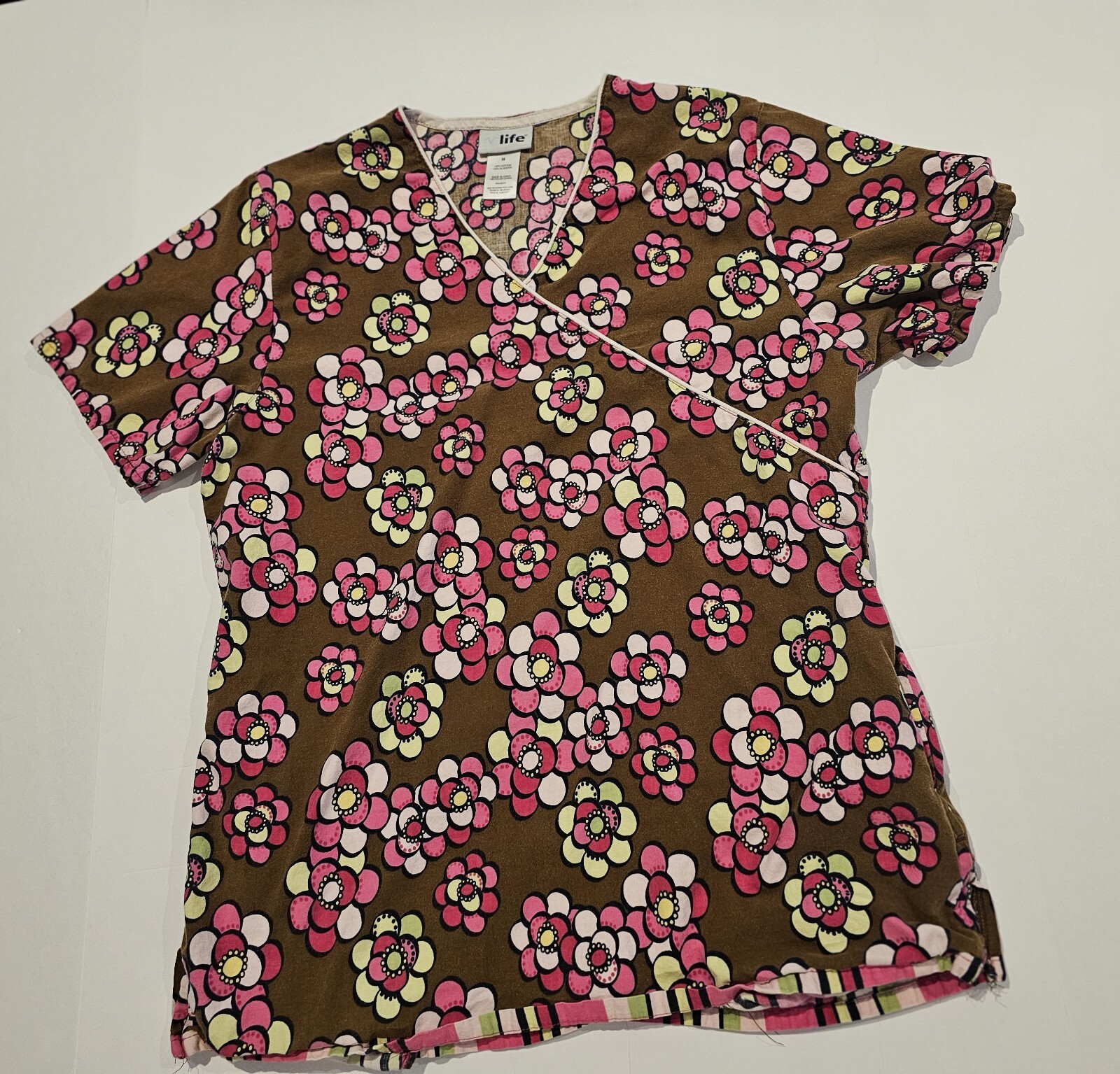 Life Scrub Top Shirt Womens Multicolor Shirt Smock Nurse Medical Dental Vet- Med