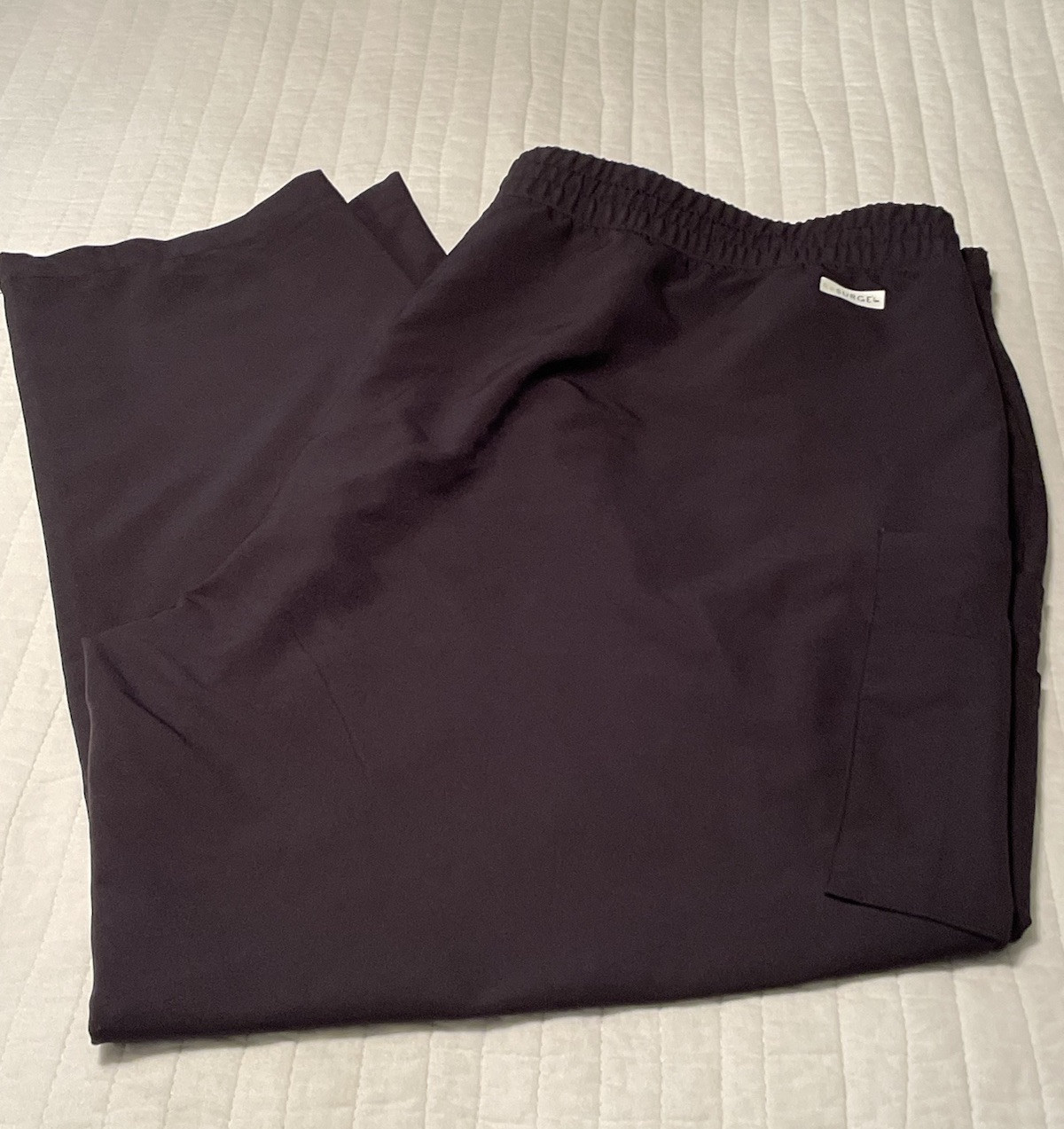 ReSurge Crystal Womens Black 3X High Waisted Wide Leg Scrub Pant 10 Pockets READ
