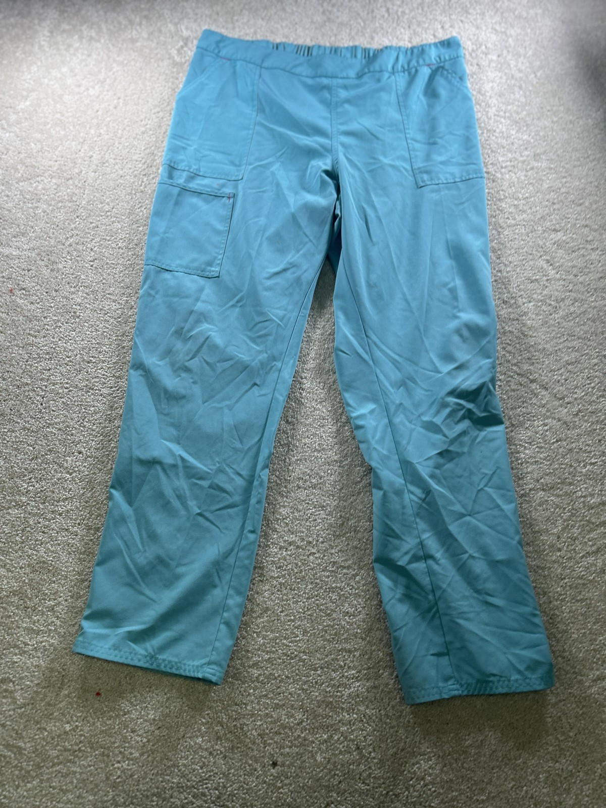 Scrubstar Pants Womens Large Turquoise Blue Scrub Cargo Zip Ankle Elastic Waist