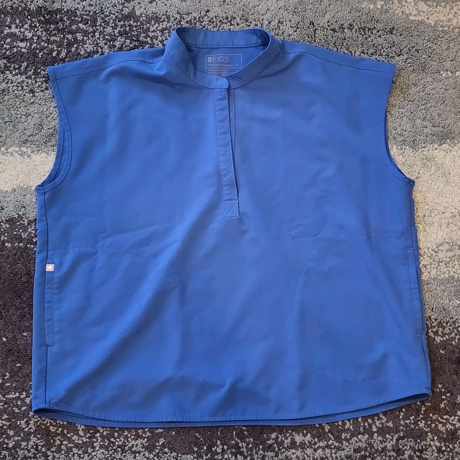 Figs Womens Size XL Blue Rafaela Sleeveless Oversized Scrub Top Nurse Medical