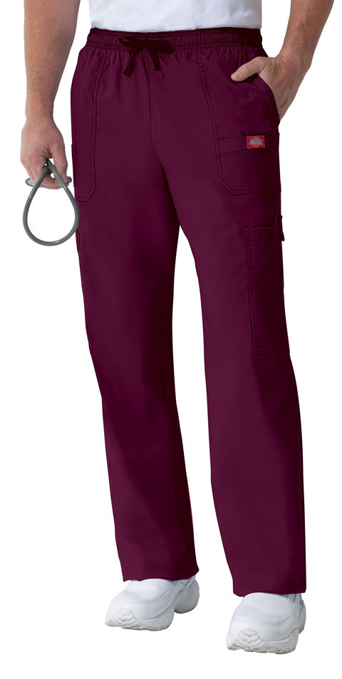 Wine Dickies Scrubs Gen Flex Mens Drawstring Cargo Pant 81003 WINZ