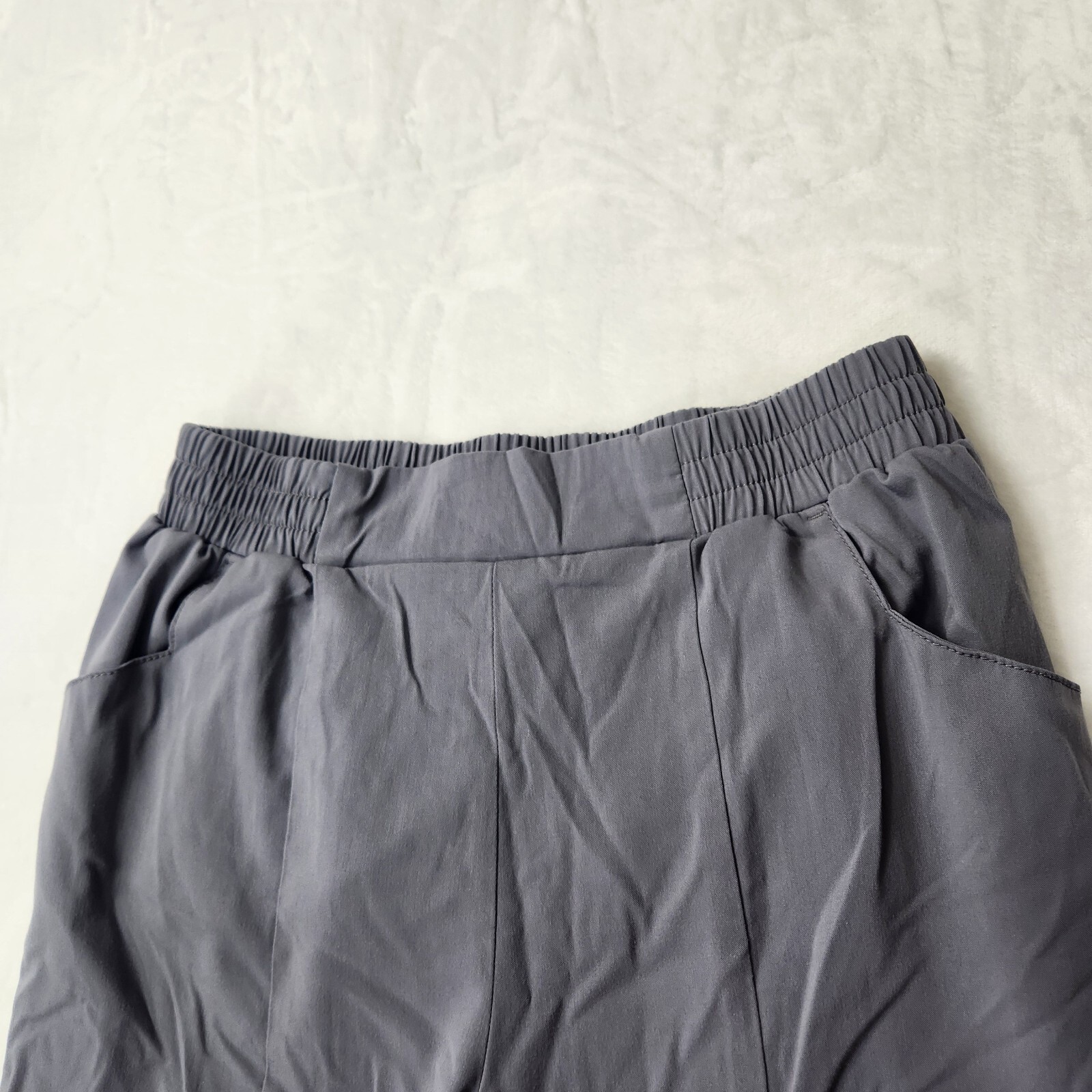 Jaanuu Women Pants M Gray GRAJ Shanti Scrub Elastic Waist Straight Leg Ankle Zip