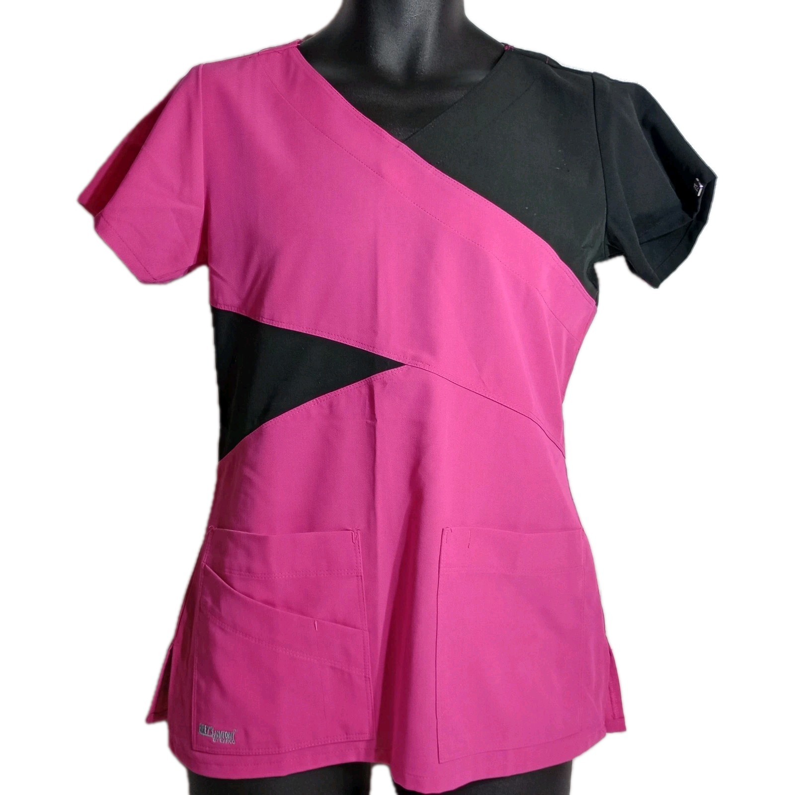Grey’s Anatomy Signature Scrub Top by Barco Hot Pink Black 2140 Size XS