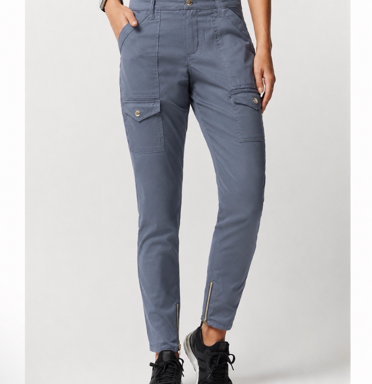 Jaanuu Women Scrub Pants Sz S Skinny Cargo Ankle Zip Gray Pockets Nurse Doctor