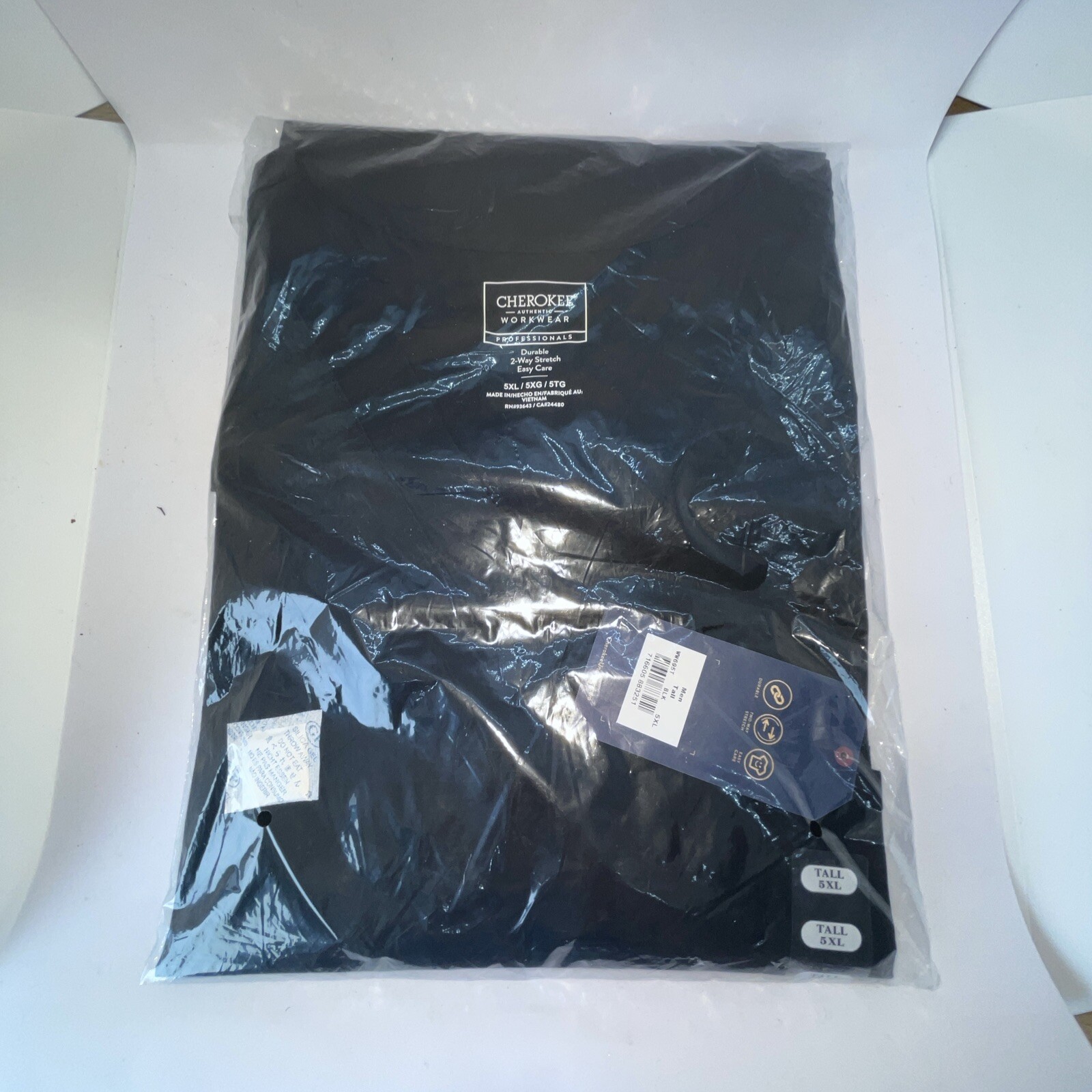 Scrubs Cherokee Workwear Men Tall V Neck Top WW695T BLK Black 5XL Tall