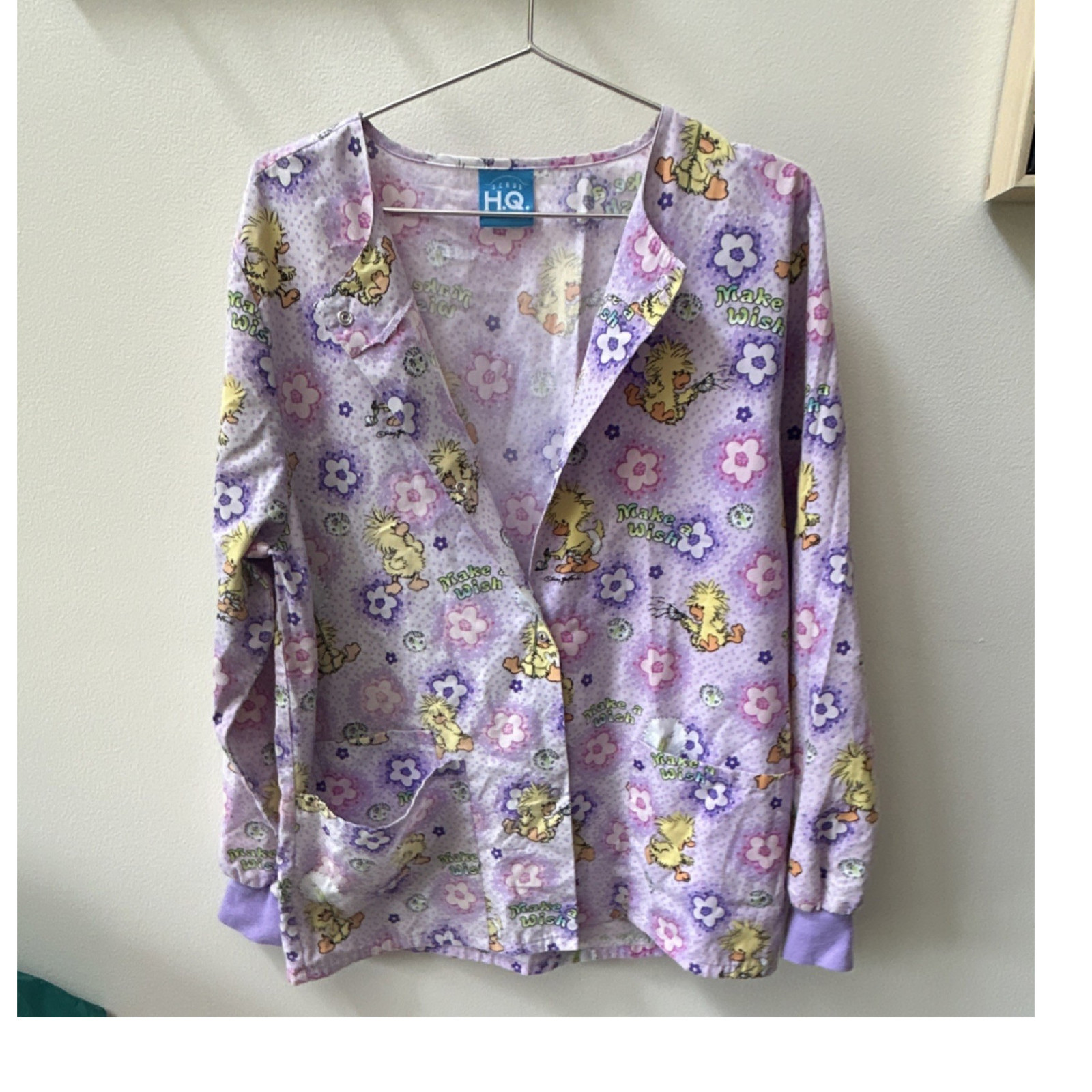 Scrub HQ Women’s S Purple Multicolor Patterned Cotton Medical Scrub Top