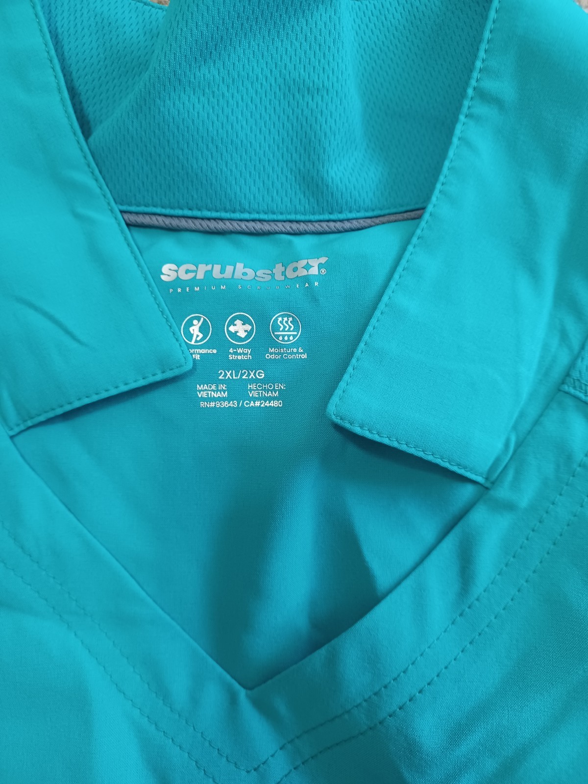 LOT Of 3 Scrubstar Performance Scrub Unisex 2XL/2XG Green Gray Solid Mesh Poly