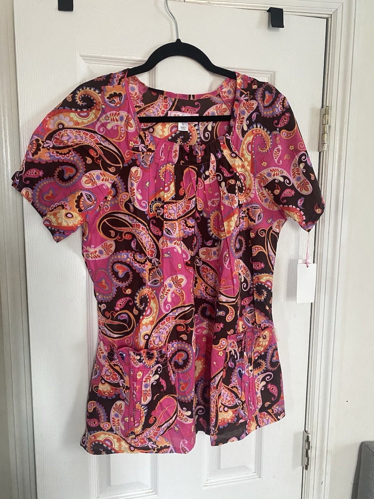VTG Koi By Kathy Peterson Women’s Scrub Top Paisley Floral Print L NWT
