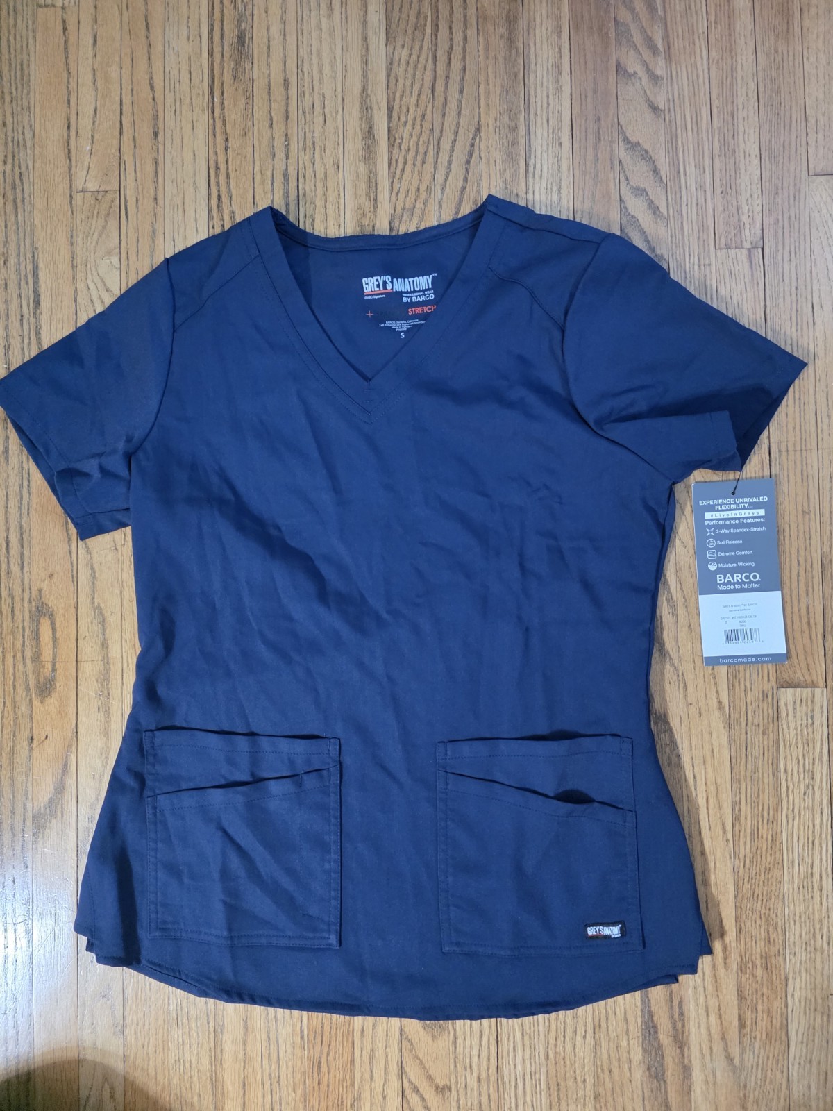 NEW Grey’s Anatomy Impact 3 pocket by BARCO W’s Scrub Top Bahama Sz S NWT