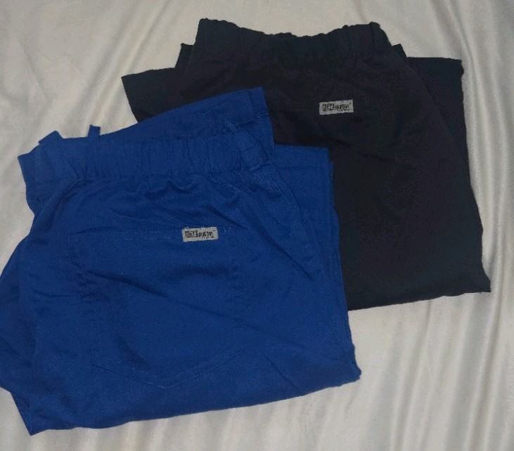 Lot of 2 Pairs of Grey’s Anatomy by Barco Large Scrub Pants, Womans. Blues.