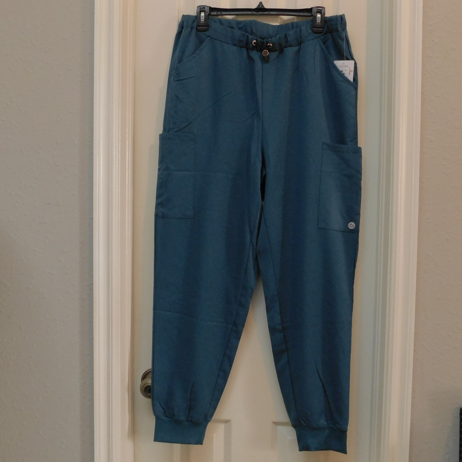 RBX Women’s Scrubs Pants Joggers Pullon Stretch Waist Pockets Teal Large NWT