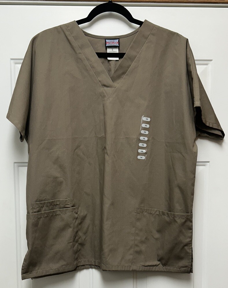 New Cherokee Workwear 4700 Women’s V-Neck 3 Pocket Scrub Top Size Medium Brown