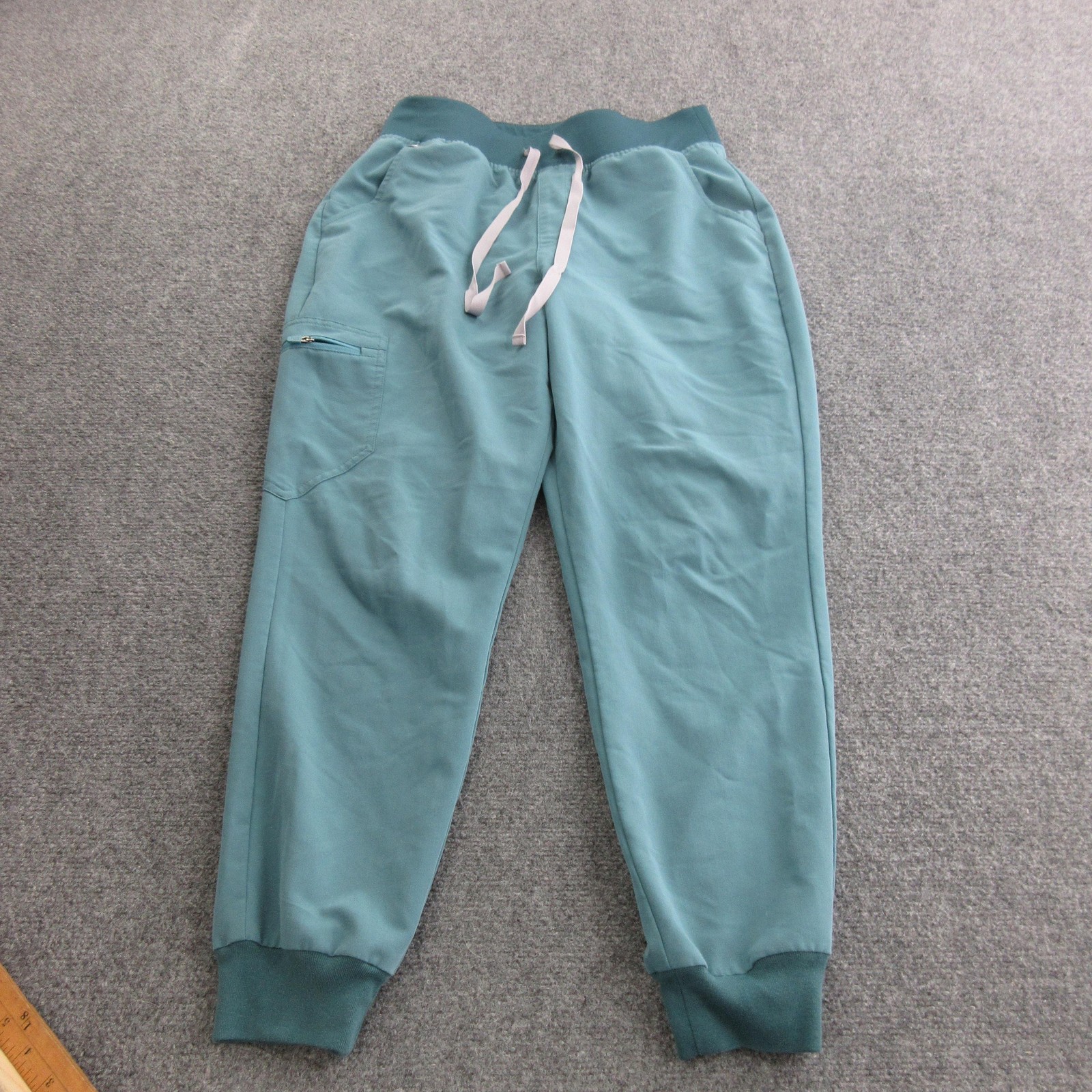 Figs Scrub Pants Womens Green Jogger Drawstring Pockets Microfiber Medical
