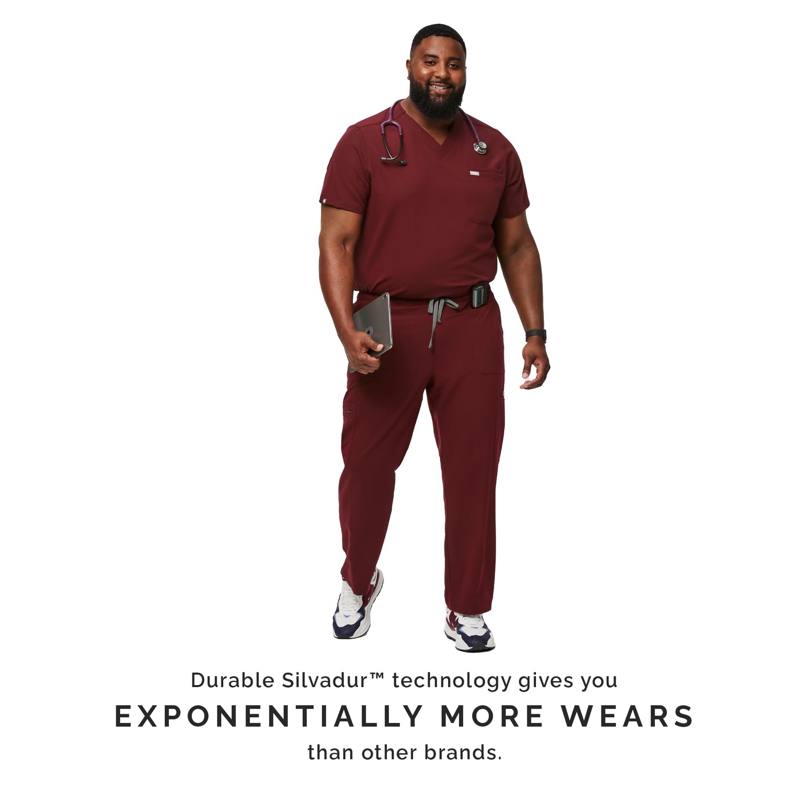 FIGS Cairo Cargo Scrub Pants for Men – Burgundy, Short XS