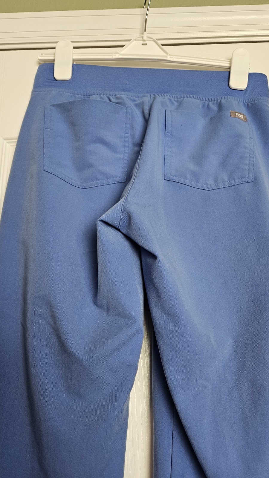 FIGS Scrub Pants Womens Yoga Waist Band Cuffed Ankle Small Blue Drawstring 2666