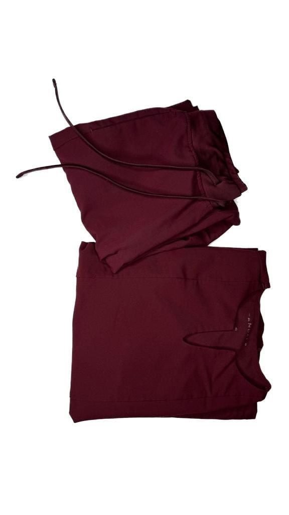 Mandala Scrubs Women’s Burgundy V-Neck Scrub Top and Jogger Pants Set