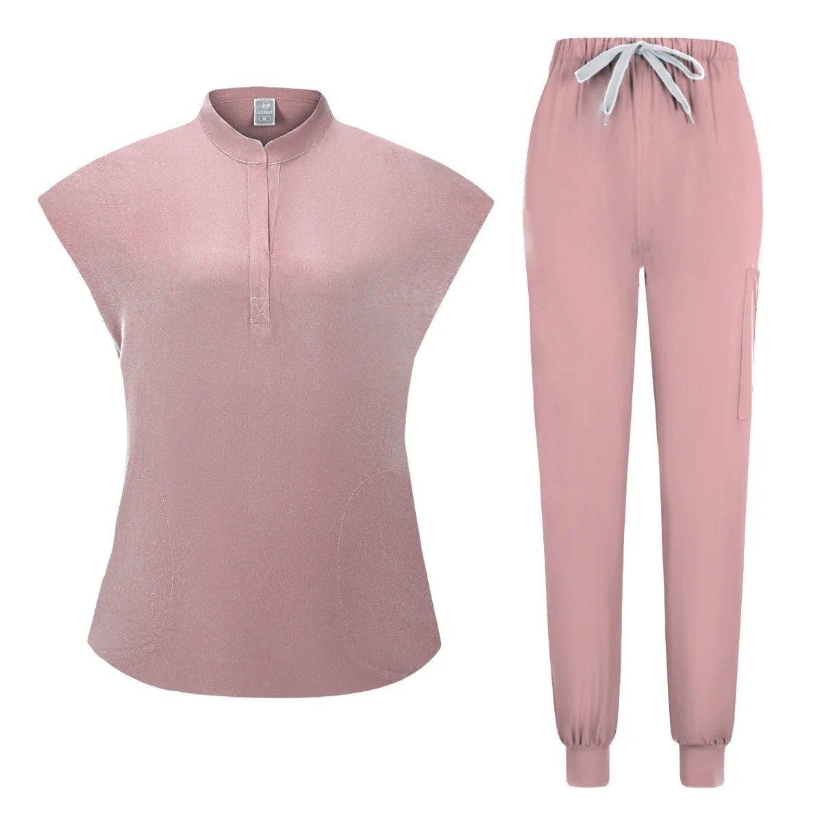 Women’s Sleeveless Medical Scrub Set Nursing Uniform Top Jogger Pants