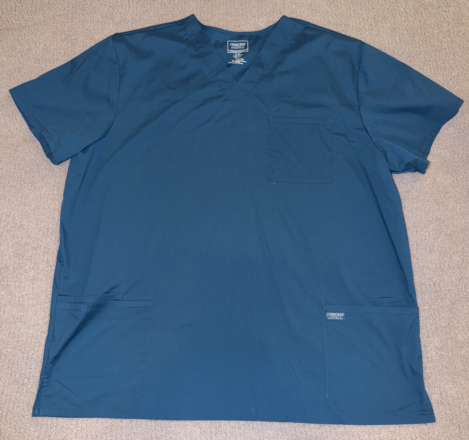Cherokee Workwear Men’s Teal Scrub Top V-Neck 3XL 2-Way Stretch WW695T
