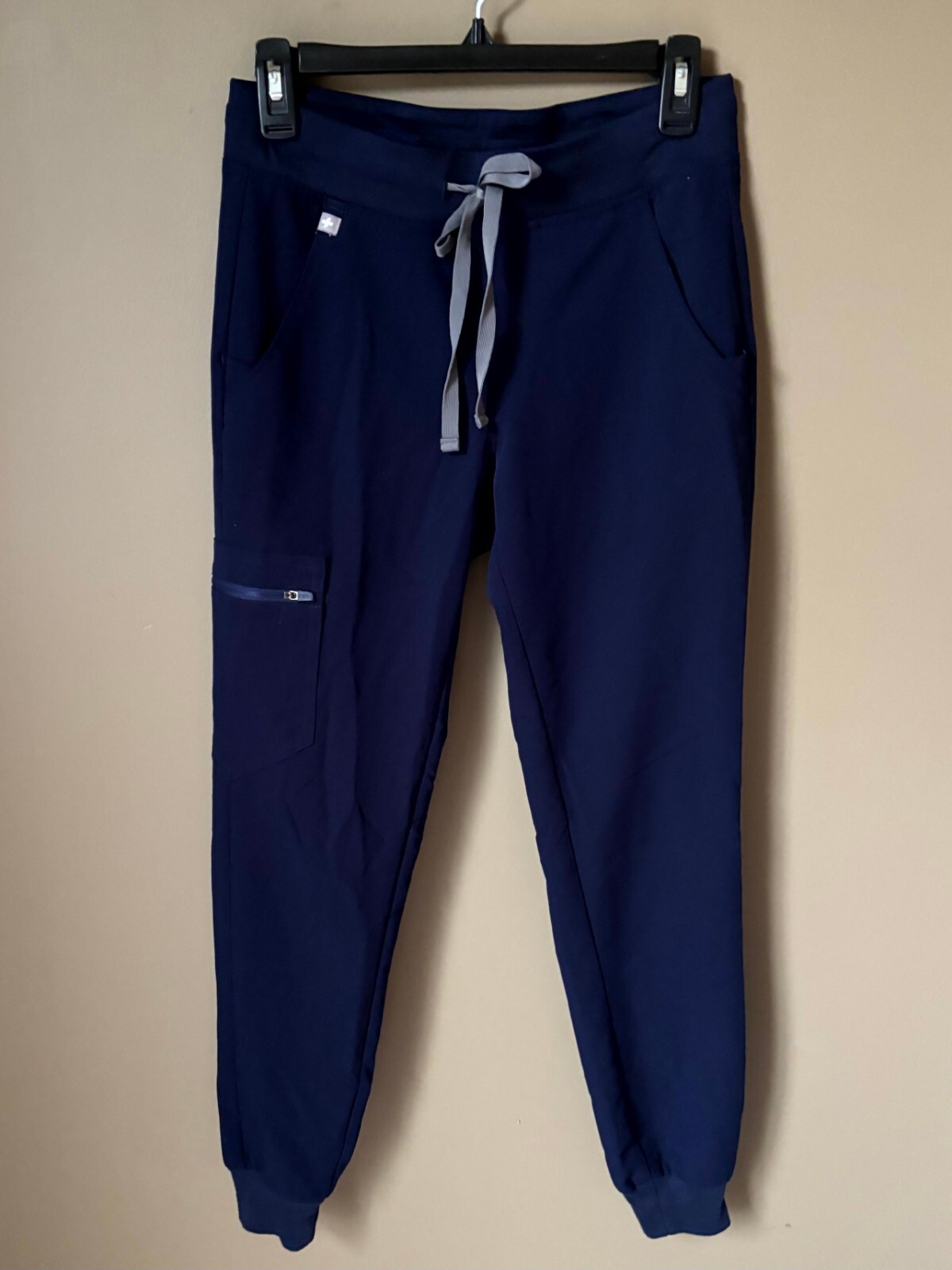 Figs XS Zamora Jogger Scrub Pants Navy Stretch Ribbed Ankle Cuffs Skinny Leg