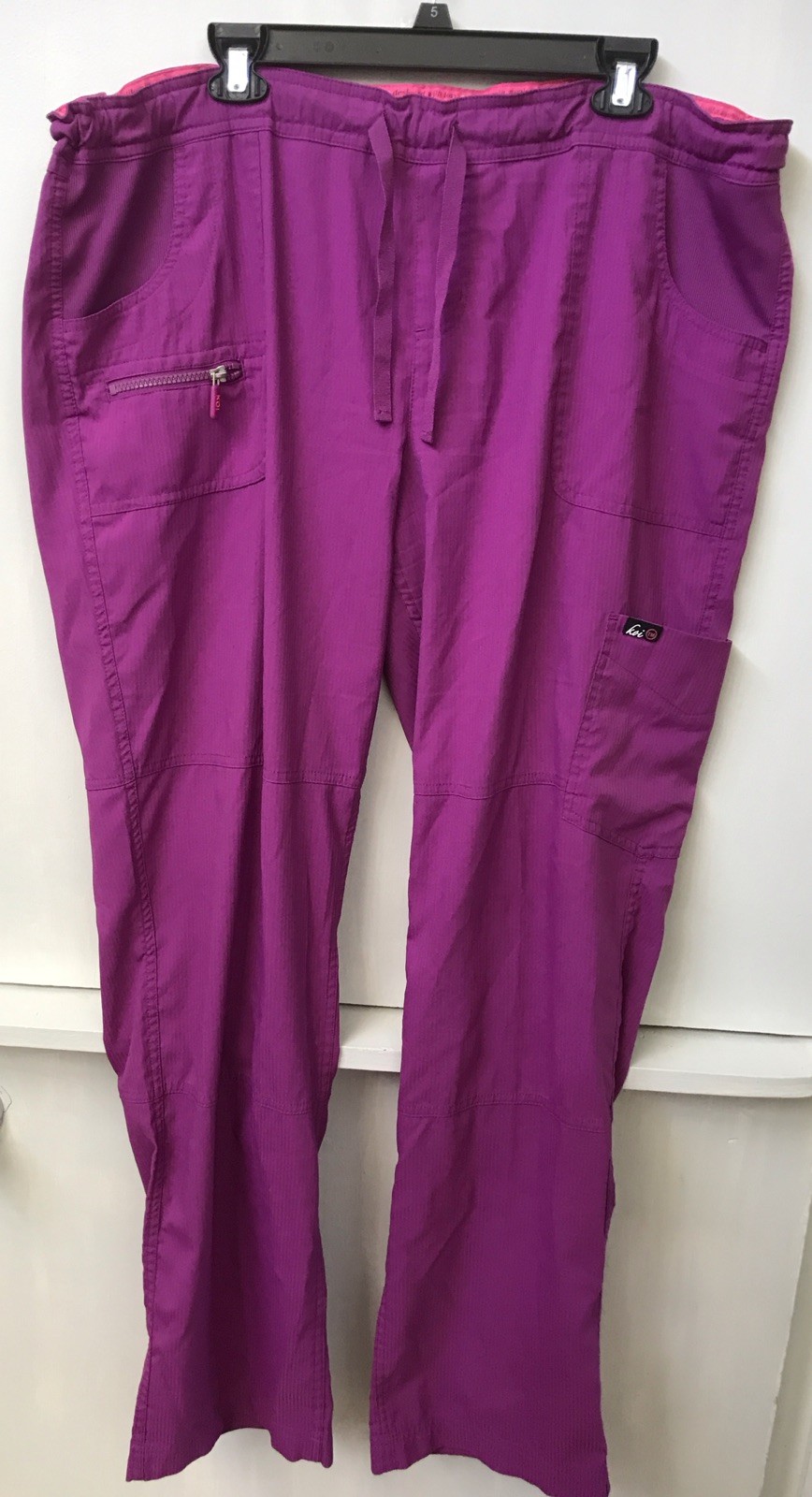 Koi Lite Women’s Peace Scrub Pants Magenta Purple Slim Fit 721-R Size XL Tall