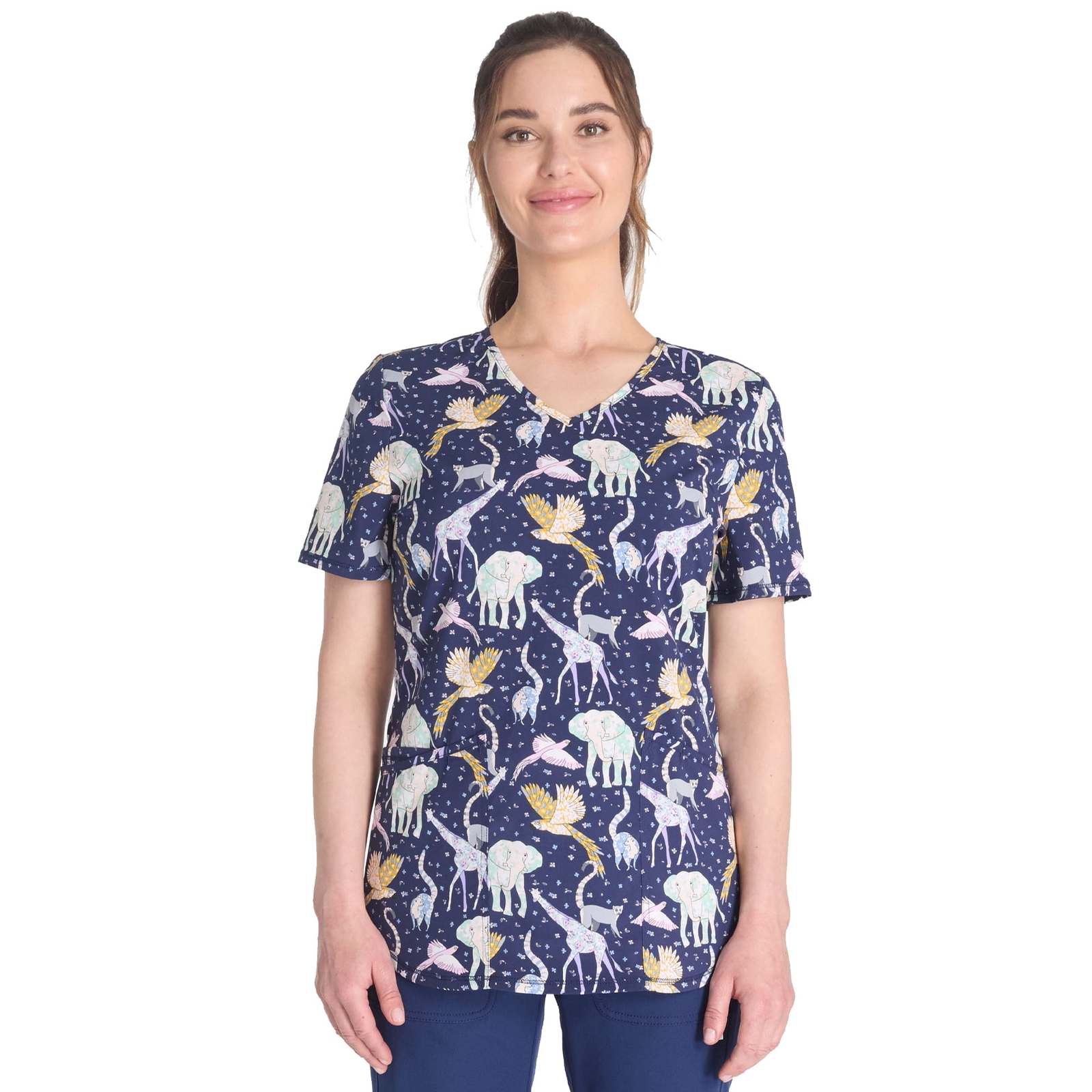 Scrubstar Women’s Animals V-Neck Printed Scrub Top MANY SIZES NEW