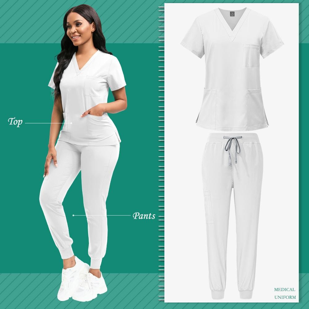 Unisex Medical Scrubs Set Nurse Uniform Spa Vet Dental Clinic Work Clothes S-XXL