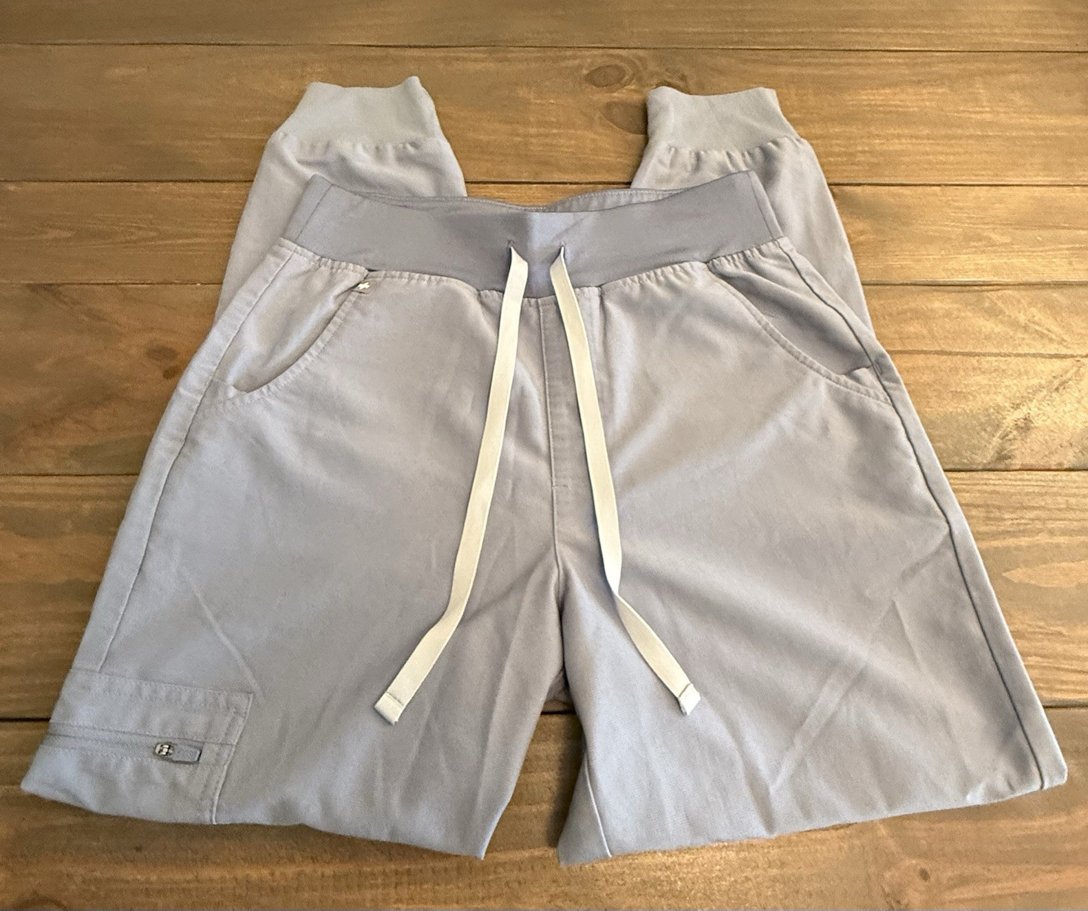 FIGS Women’s Technical Collection Scrub Pants Gray S/P Drawstring Knit Blend