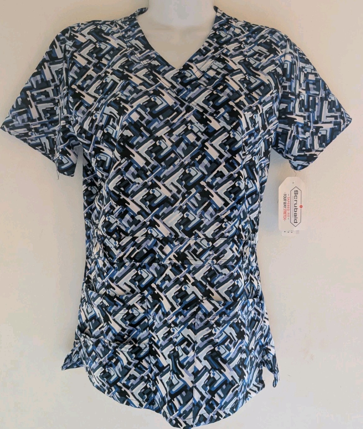 SCRUBAID Woman’s Short Sleeve Pullover “Tapered Fit” Scrub Top – Size S (6-8)