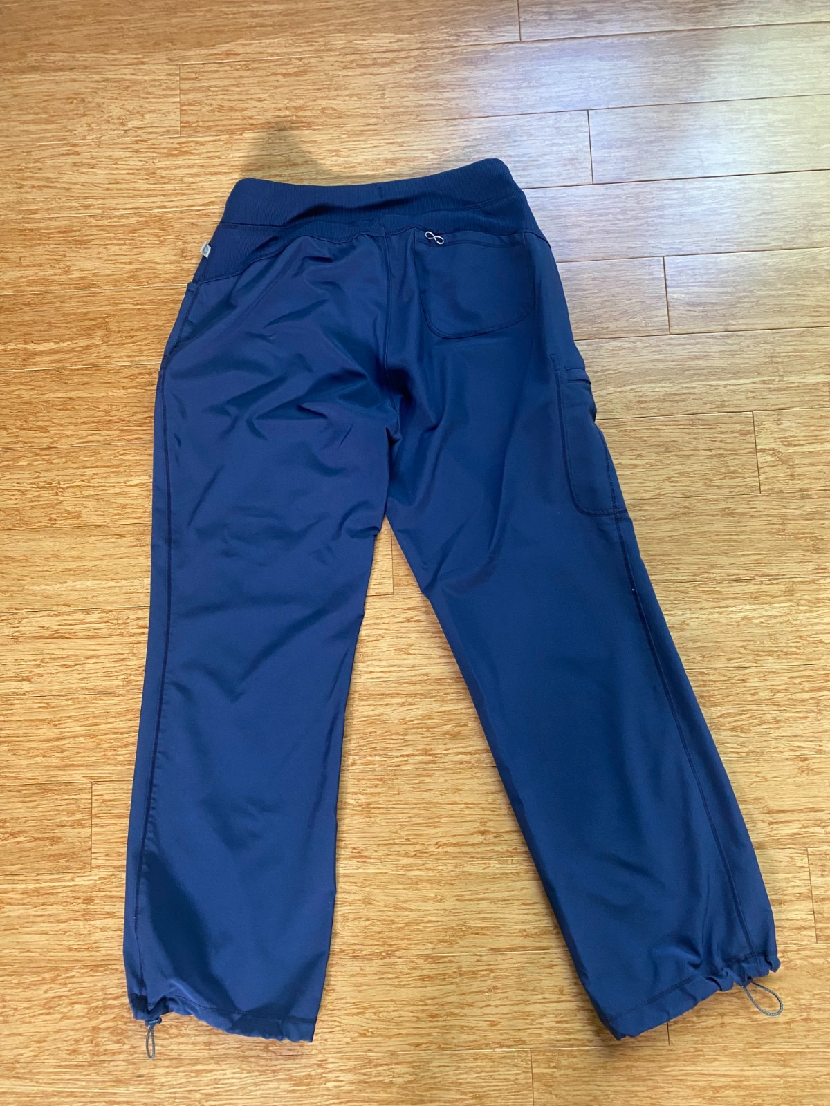 Cherokee Womens Scrub Pants, Stretch Cargo with Ankle Drawstring, M Petite, Navy