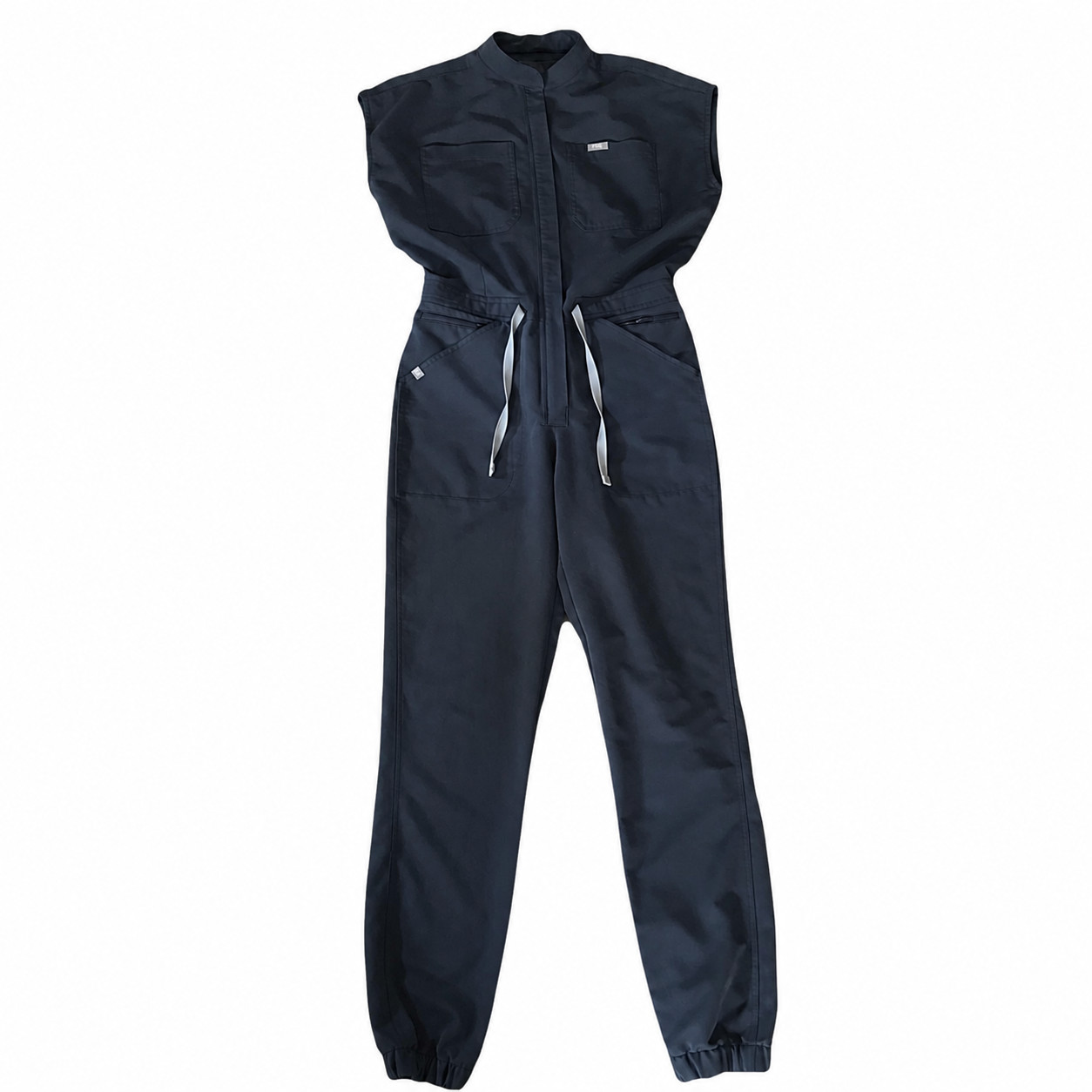 FIGS Rafaela Cargo Scrub Jumpsuit Women XS Gray Sleeveless One Piece Zip Romper