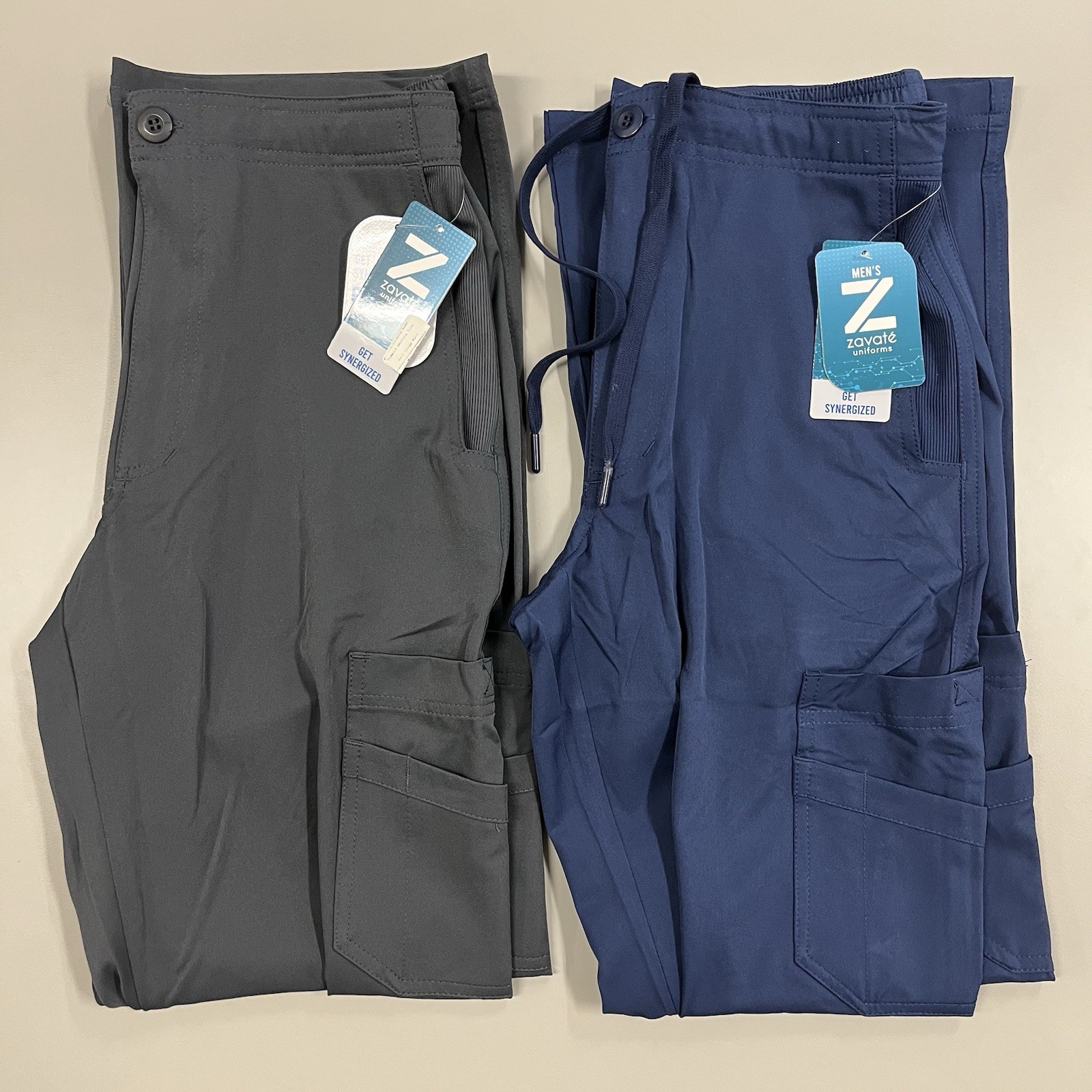 NWT Zavate Men’s Straight Leg Scrub Pants Size Small Bundle Of 2 Navy And Grey51