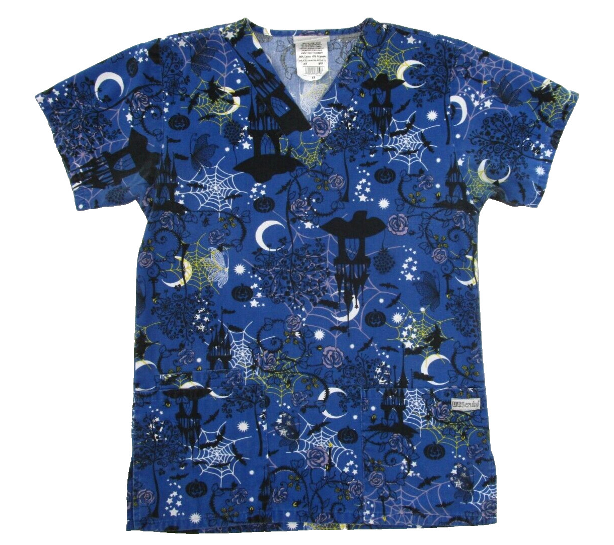 UA Scrubs Halloween Scrub Top Women Size XS Uniform Advantage Medical Dental Vet