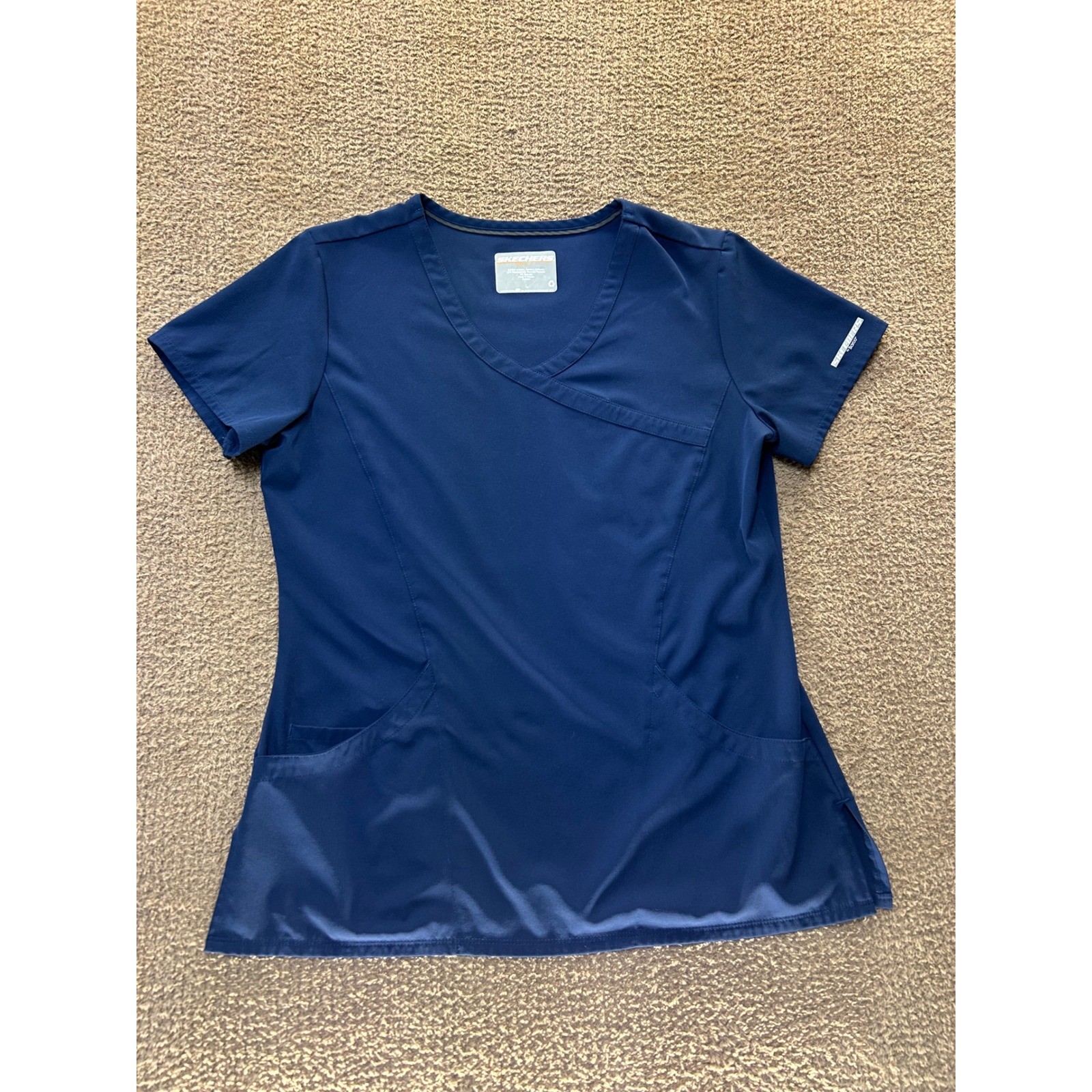Skechers by Barco Womens Navy Blue V-Neck Scrub Top SK102 Medical Uniform Large