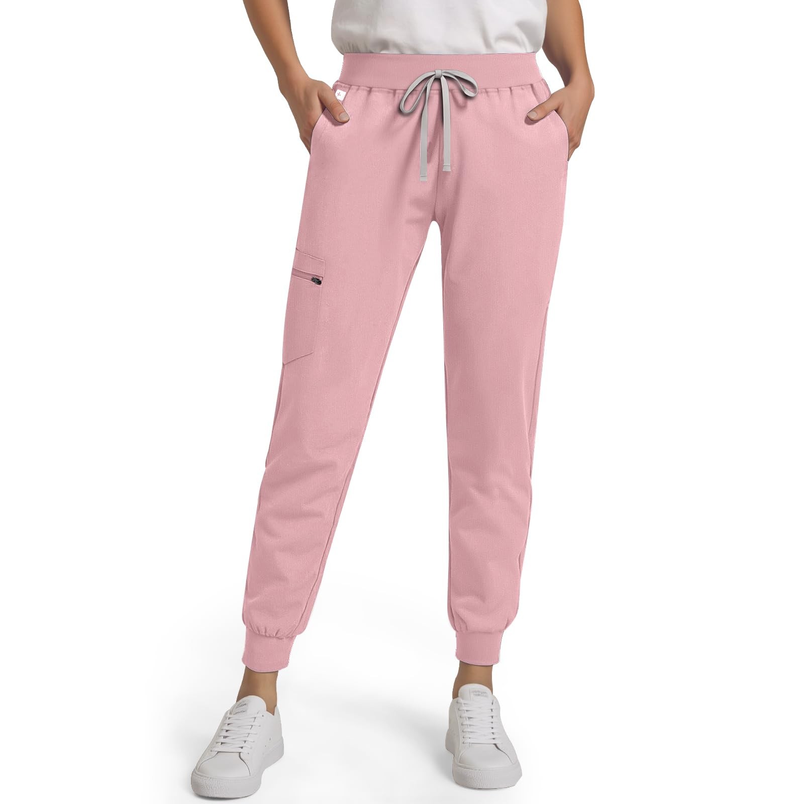 Dvoliaw Women’s Pink Medical Scrub Pants Jogger 5 Pockets Drawstring Cargo XS